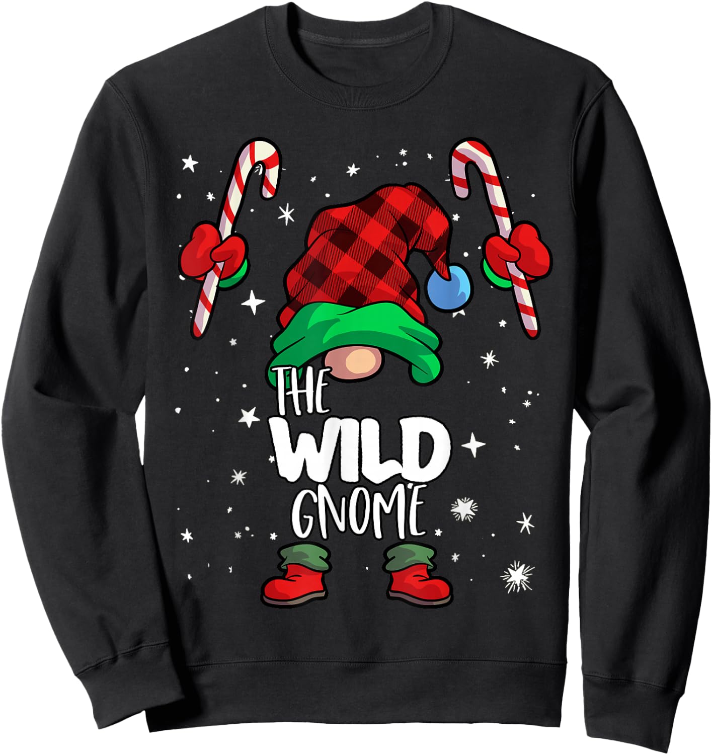 Wild Gnome Red Buffalo Plaid Matching Family Christmas Sweatshirt - Sweatshirt | Black