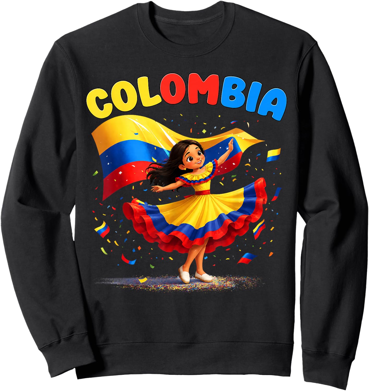 Colombian Girl Culture Pride for Girls Kids Sweatshirt - Sweatshirt | Black