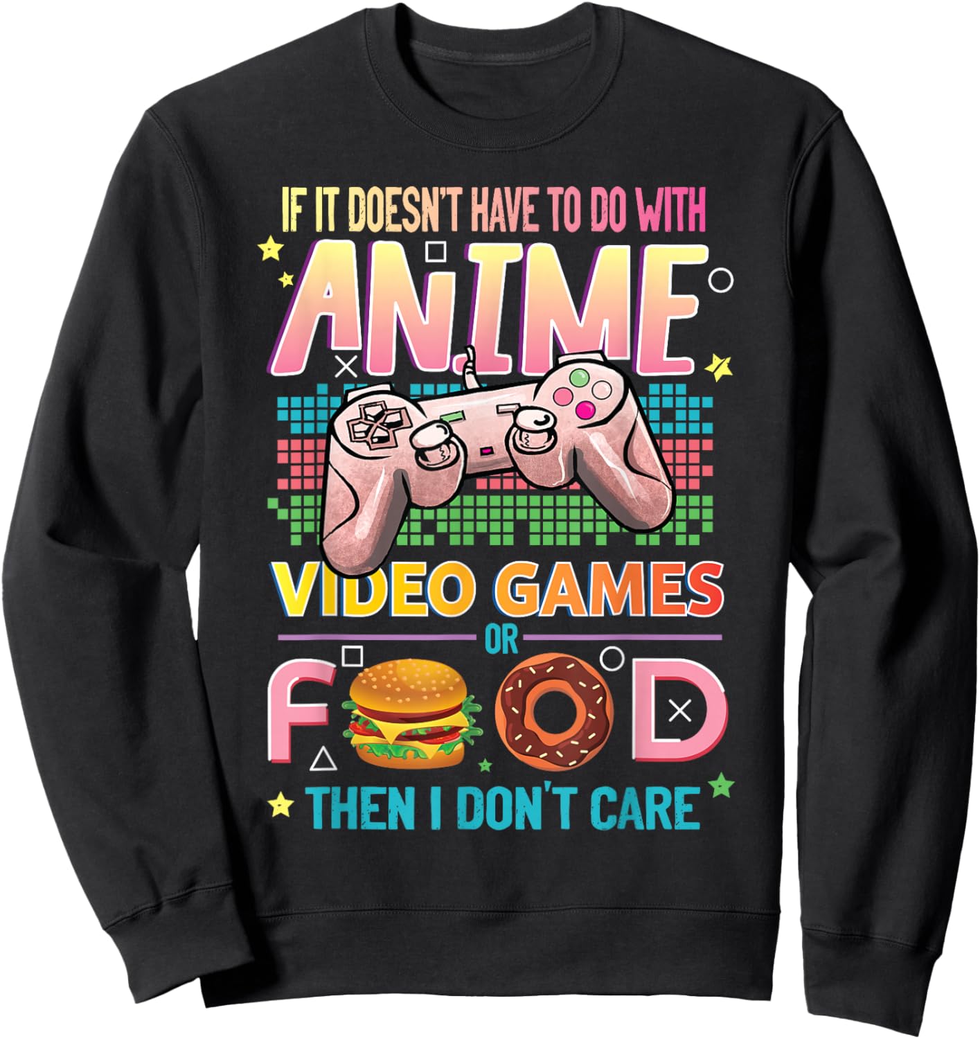 Anime Video Games Food - Anime Lovers Gifts Idea Girls Boys Small Sweatshirt - Sweatshirt | Black