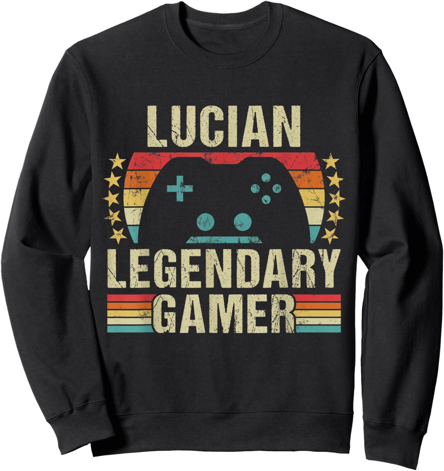 Lucian Gamer Retro Gaming Vintage Game Personalized 70s Sweatshirt - Sweatshirt | Black