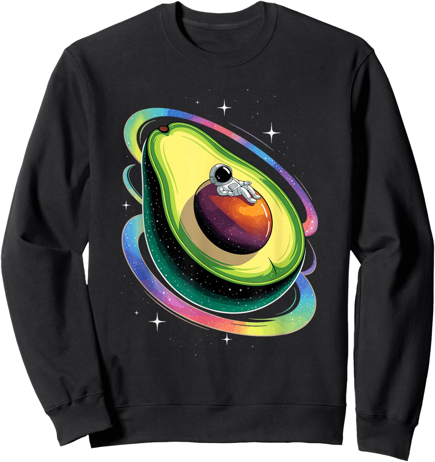 Astronaut Space Avocado Planet Stars Galaxy Avocados Sweatshirt - Sweatshirt | Black