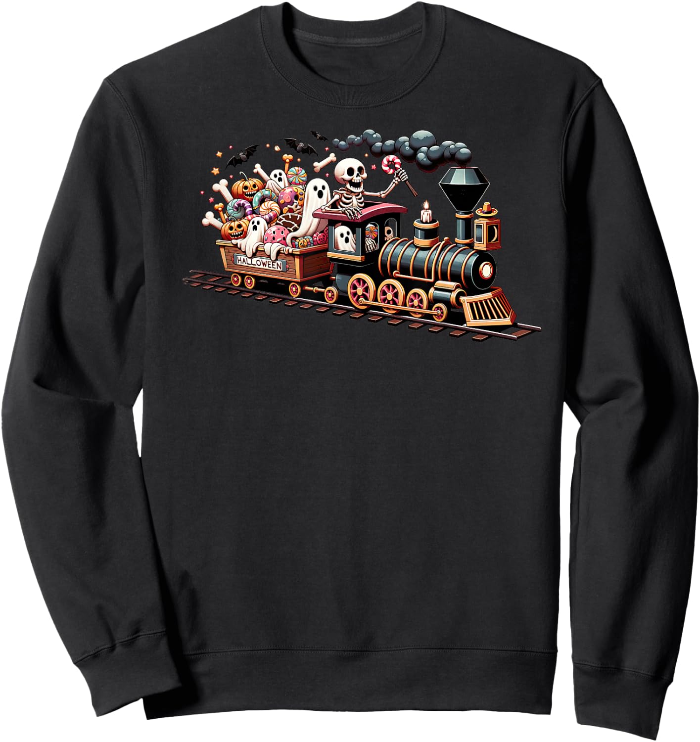 Cute Halloween Haunted Train For Kids and Halloween Lovers Sweatshirt - Sweatshirt | Black