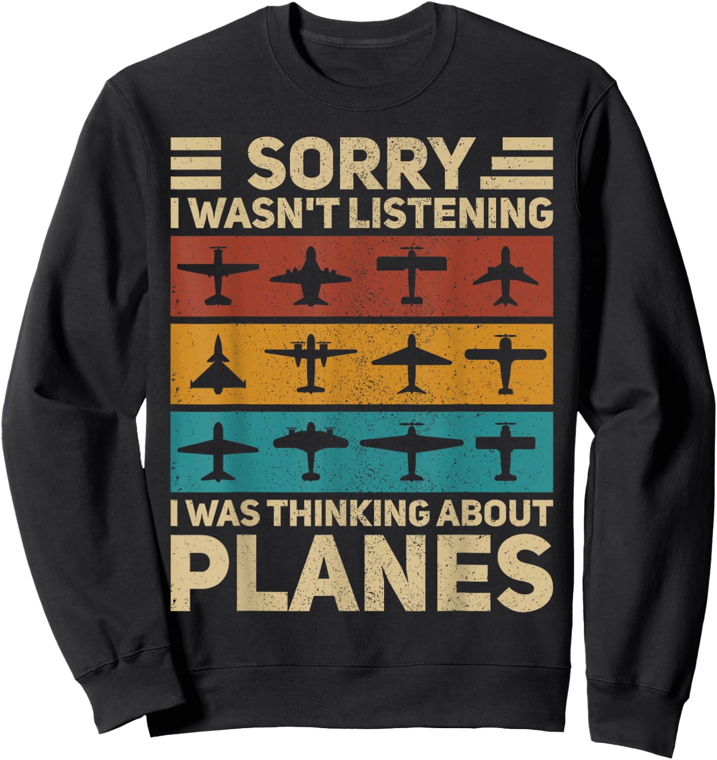 Plane Vintage Airplanes Retro Aviation Airplane Funny Pilot Sweatshirt - Sweatshirt | Black