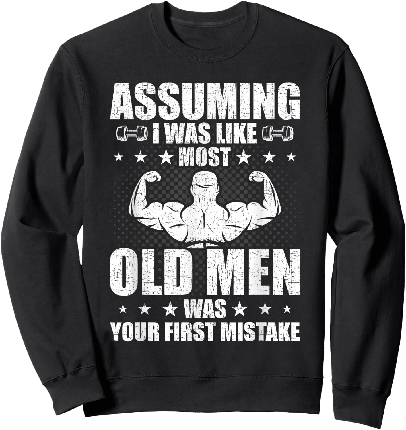 Old Man Weightlifting Bodybuilding Weightlifting Workout Sweatshirt - Sweatshirt | Black