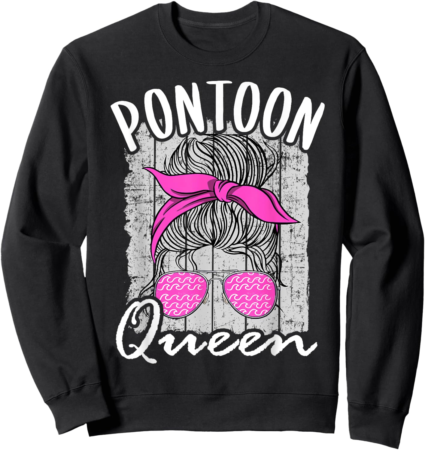 Pontoon Queen Lake Life Matching Family Vacation Boating Sweatshirt - Sweatshirt | Black
