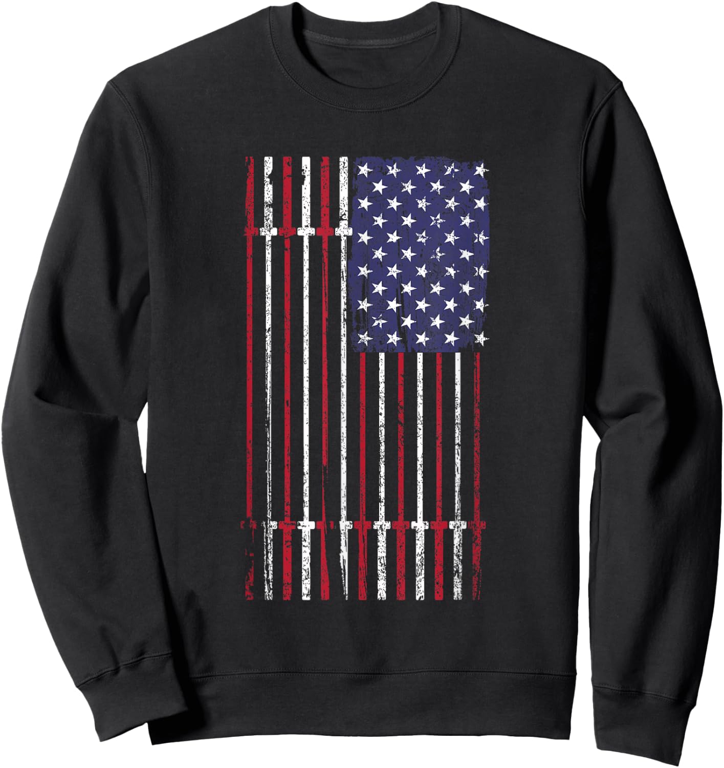 USA Flag Barbell Men Sweatshirt - Sweatshirt | Black