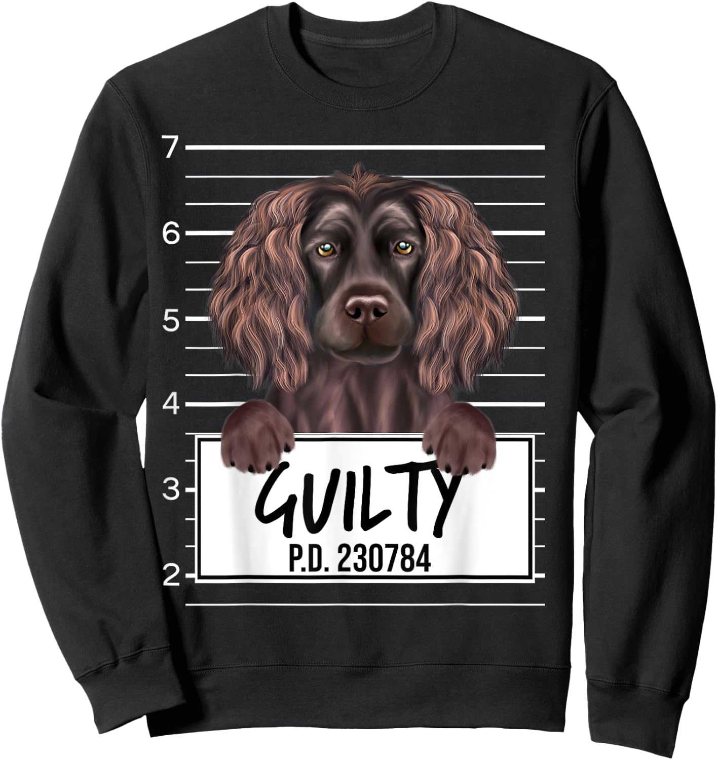 Funny Boykin Spaniel Mugshot Guilty Dog Sweatshirt - Sweatshirt | Black
