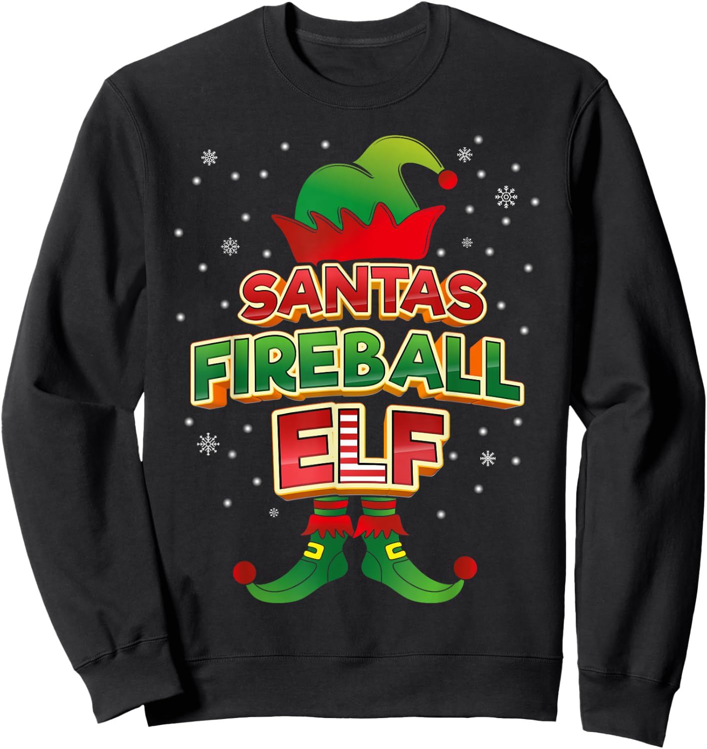 Fireball Elf Christmas Matching Costumes X-Mas Sweatshirt - Sweatshirt | Black