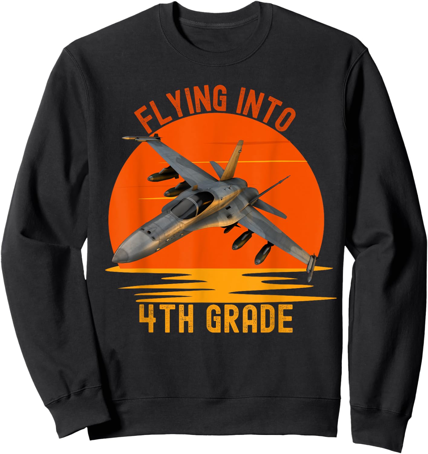 Flying Into 4th Grade Boys Back To School Jet Graphic Sweatshirt - Sweatshirt | Black