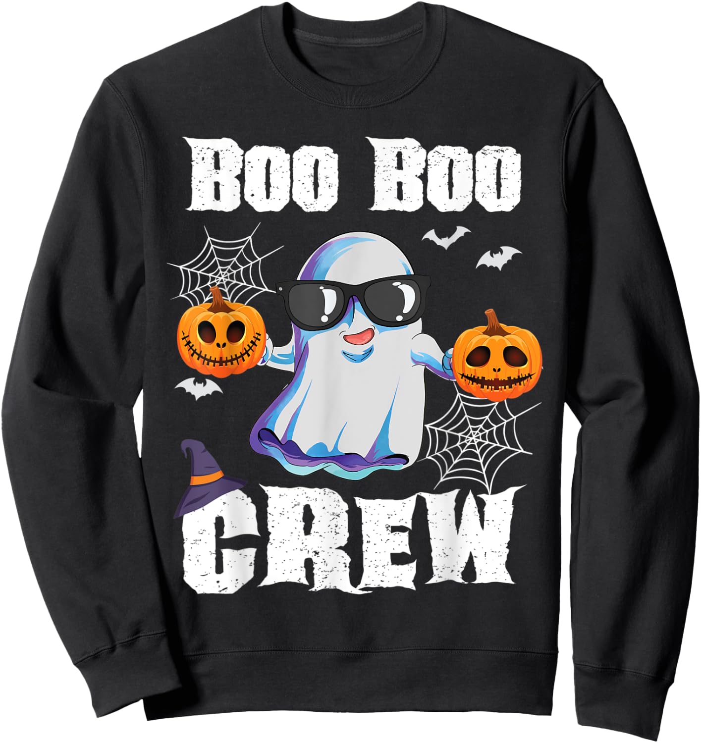 Boo Boo Crew Ghost Nurse Retro Halloween Custome Nursing RN Sweatshirt - Sweatshirt | Black