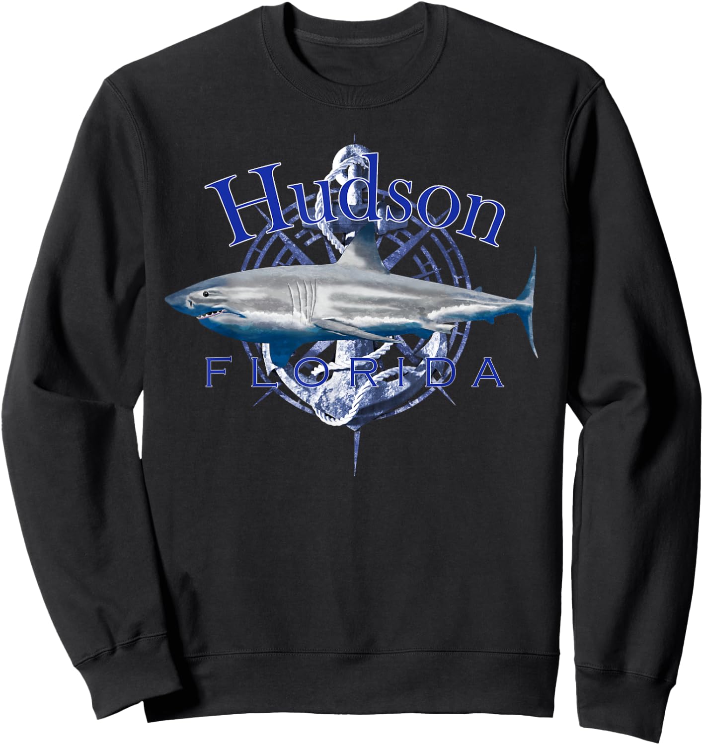 Hudson Florida Nautical Sailing Boating Sweatshirt - Sweatshirt | Black