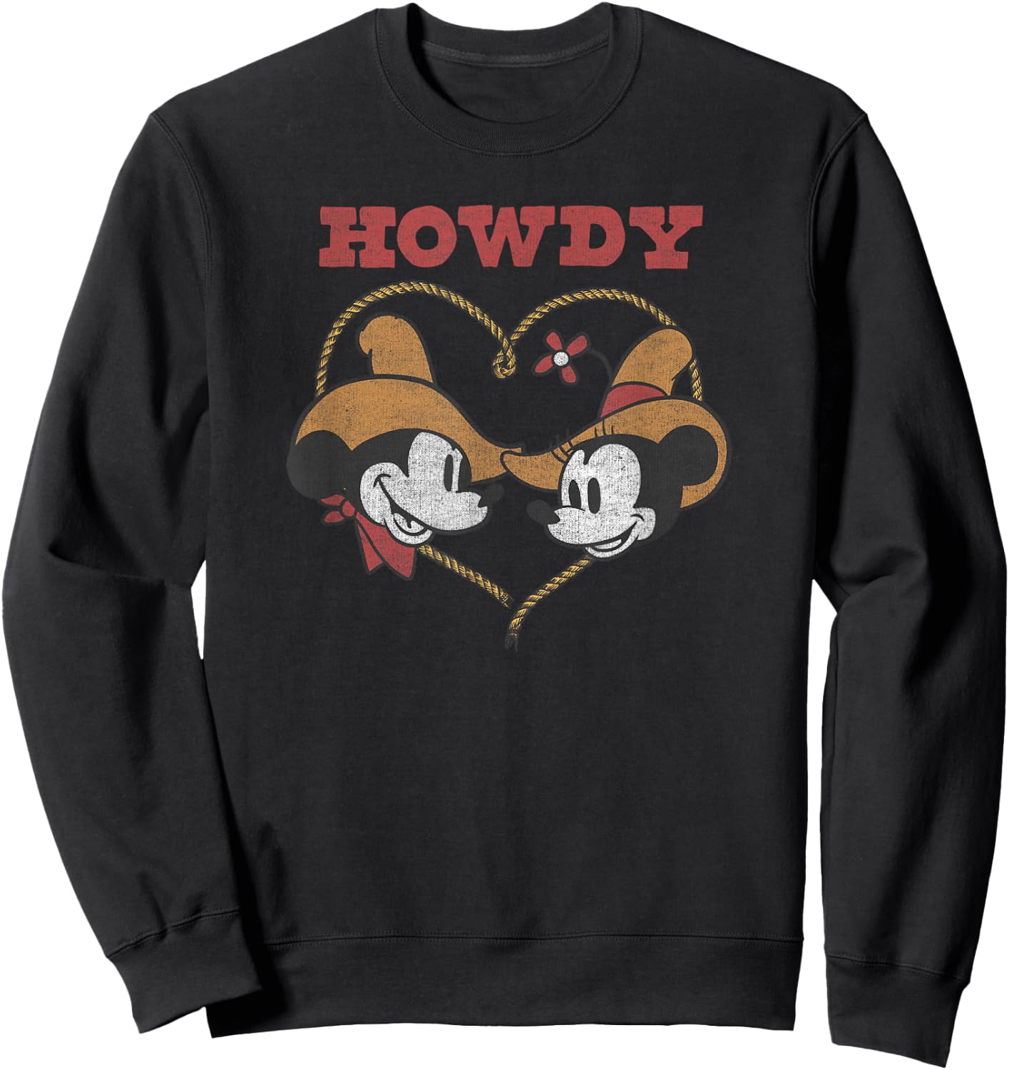 Disney Mickey Classic Mickey and Minnie Howdy Heart Sweatshirt - Sweatshirt | Black