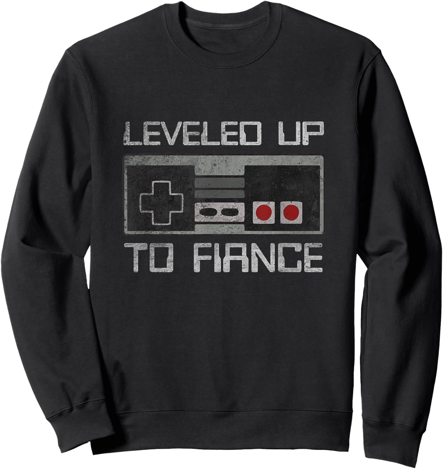 Leveled up to Fiance Newly Engaged Just Engaged Couple Sweatshirt - Sweatshirt | Black