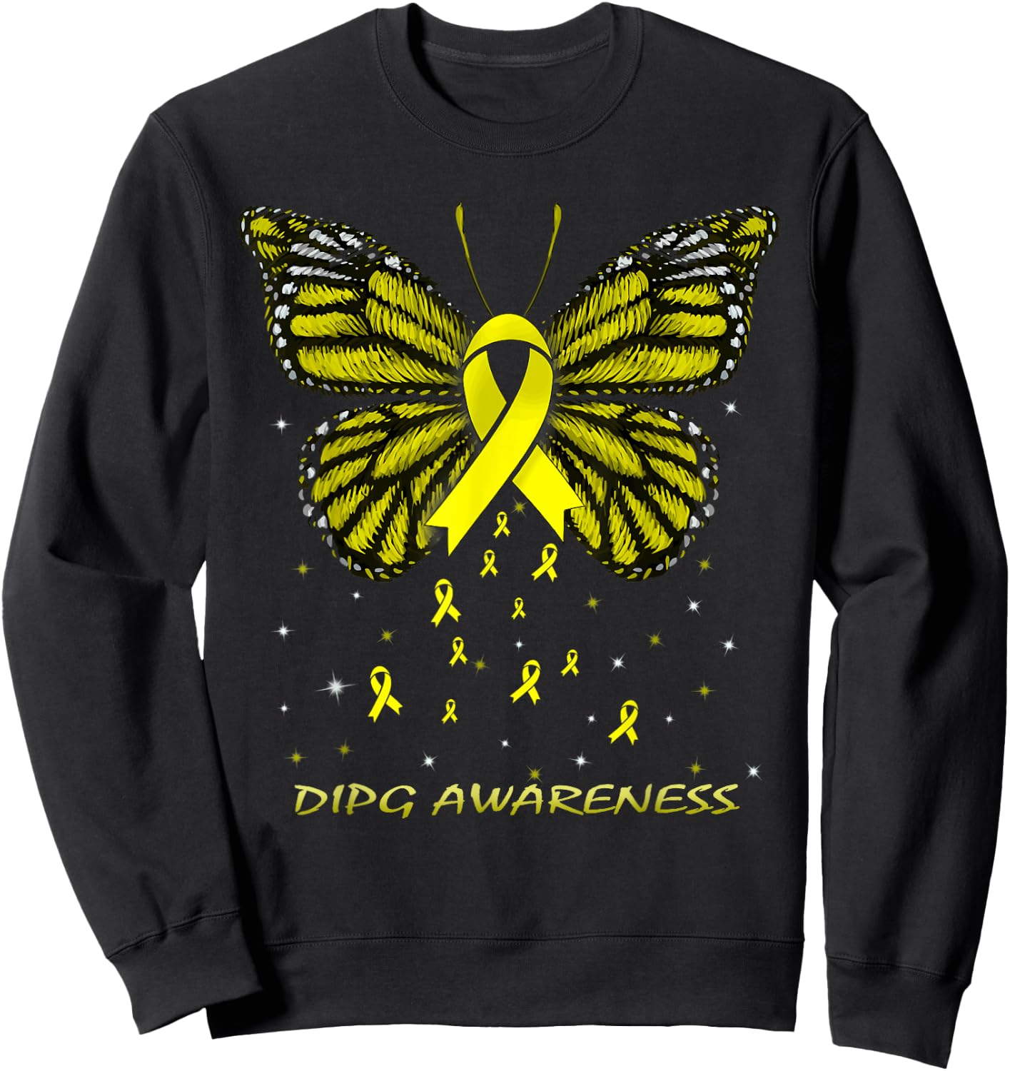 DIPG Awareness Butterfly Sweatshirt - Sweatshirt | Black