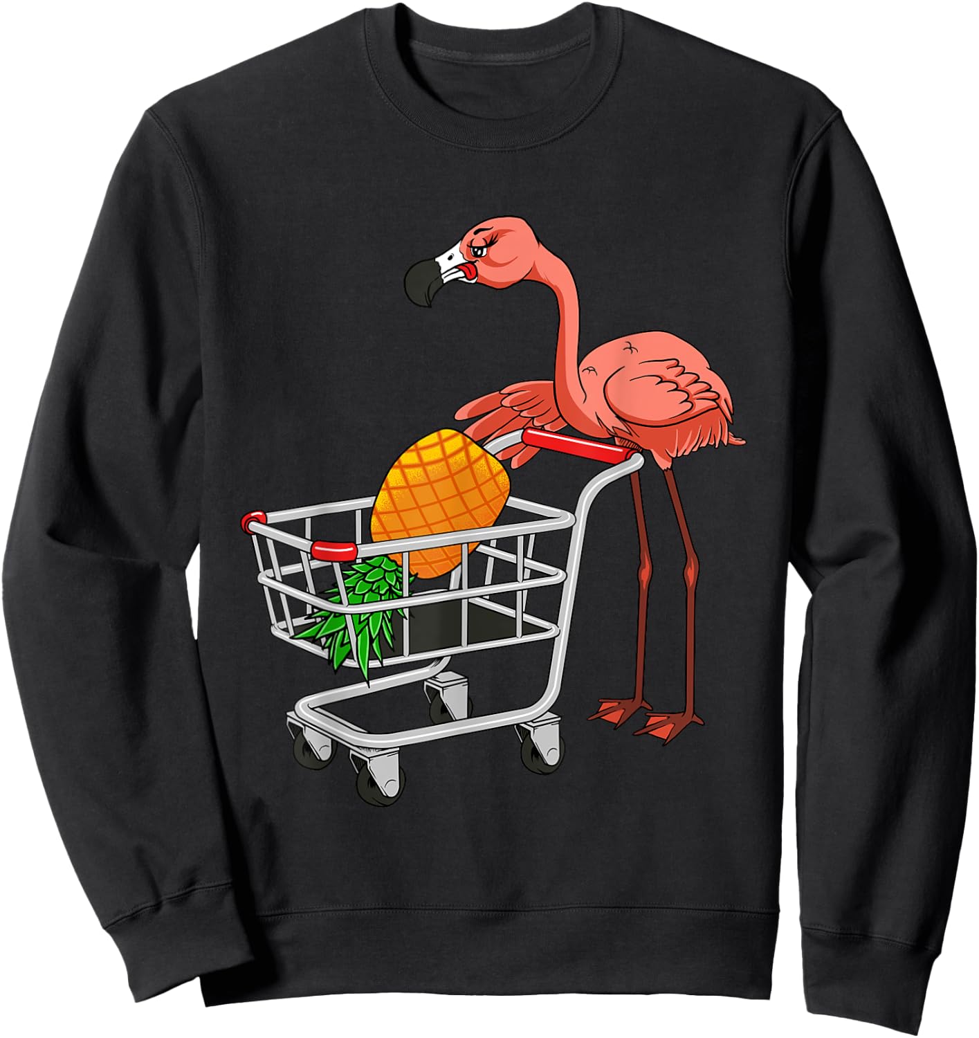 Swinging Flamingo With Shopping Cart And Swinger Pineapple Sweatshirt - Sweatshirt | Black