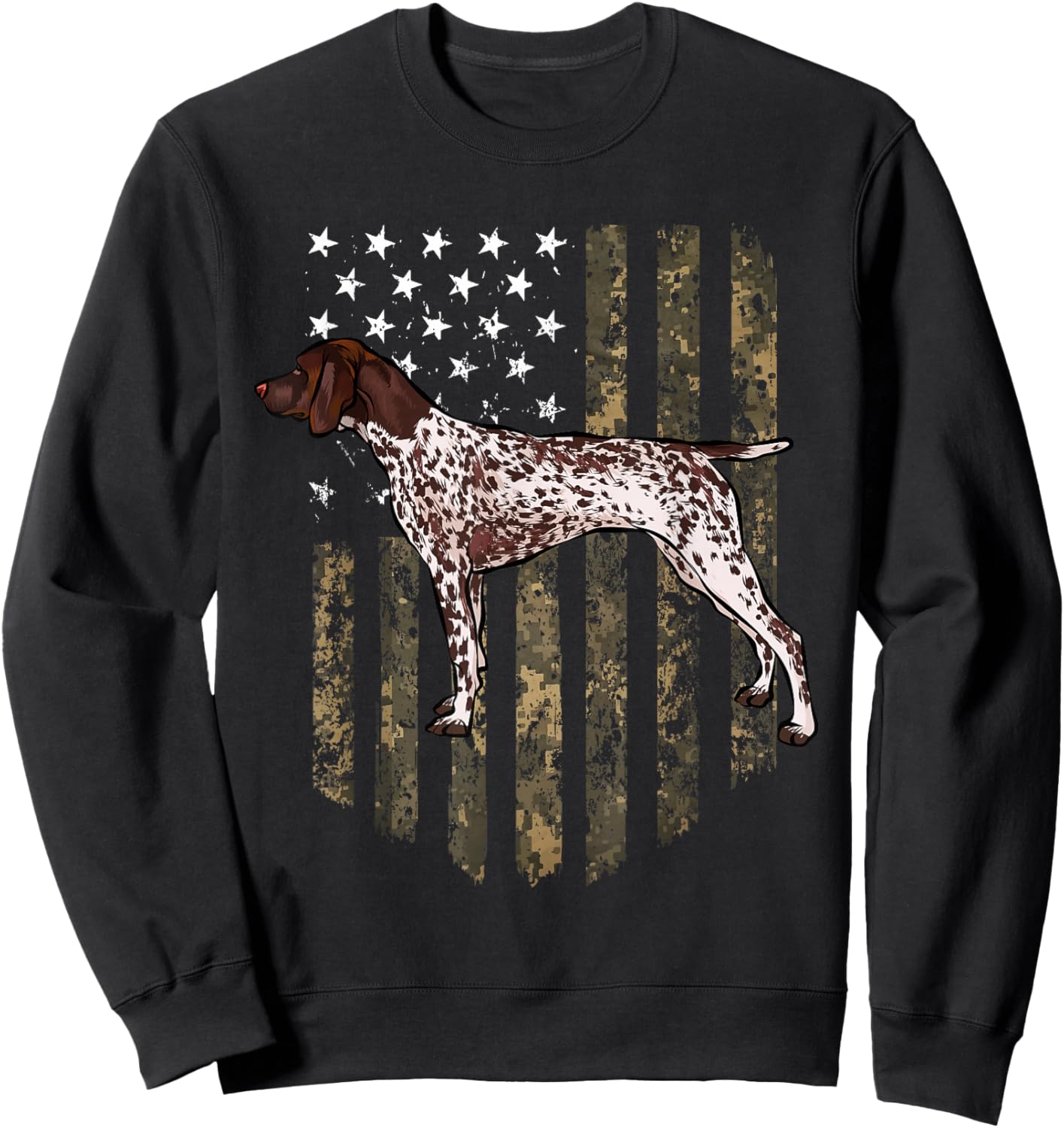 Camo American Flag German Shorthaired Pointer 4th of July Sweatshirt - Sweatshirt | Black