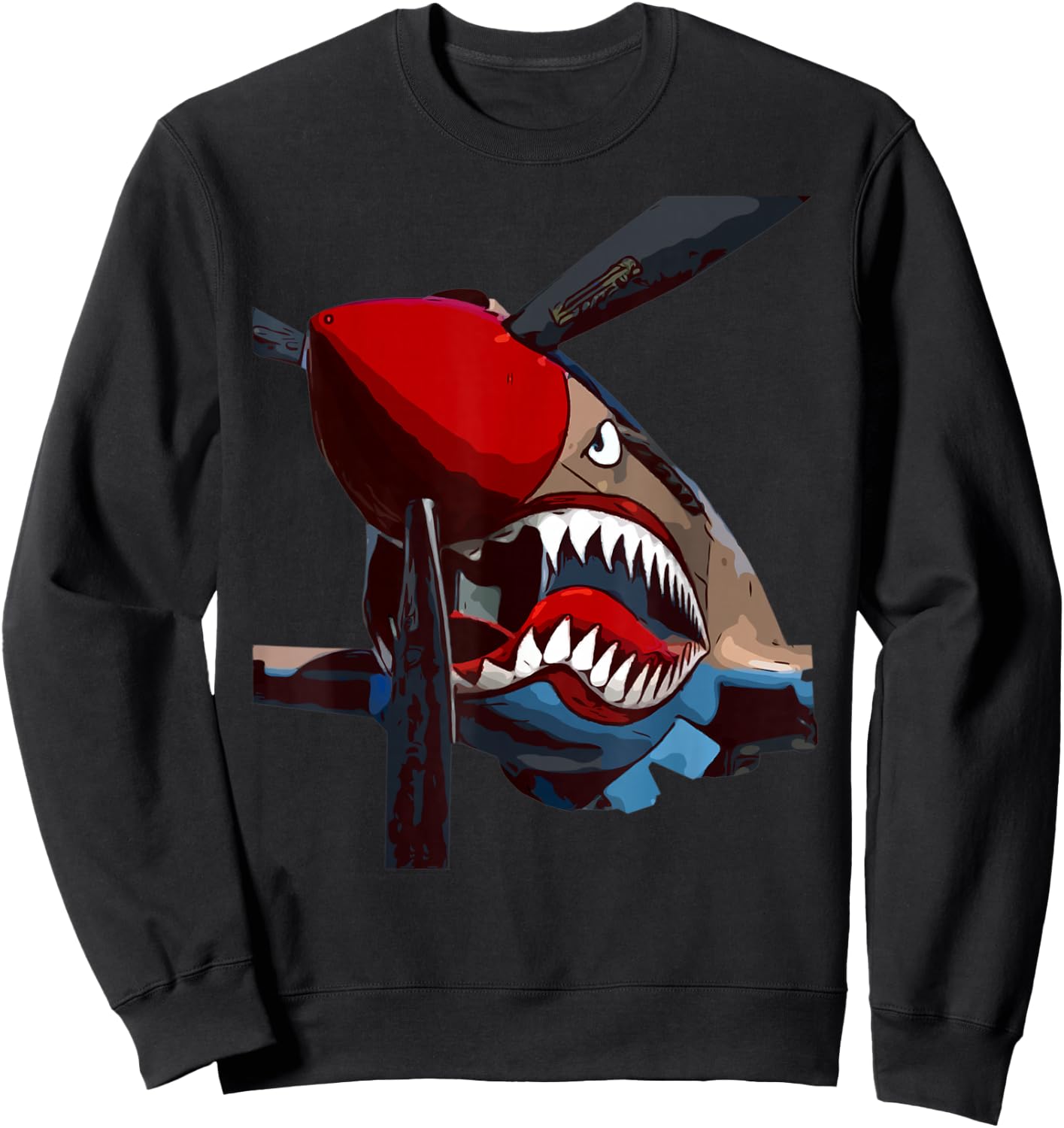 P-40 Warhawk Fighter Aircraft WW2 Airplane Military Sweatshirt - Sweatshirt | Black