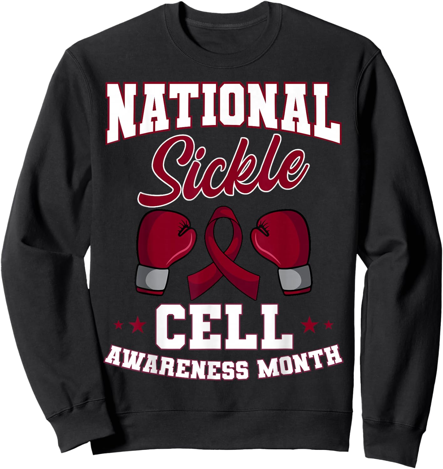 Sickle Cell Disease SCD Warrior Burgundy Awareness Ribbon Sweatshirt - Sweatshirt | Black
