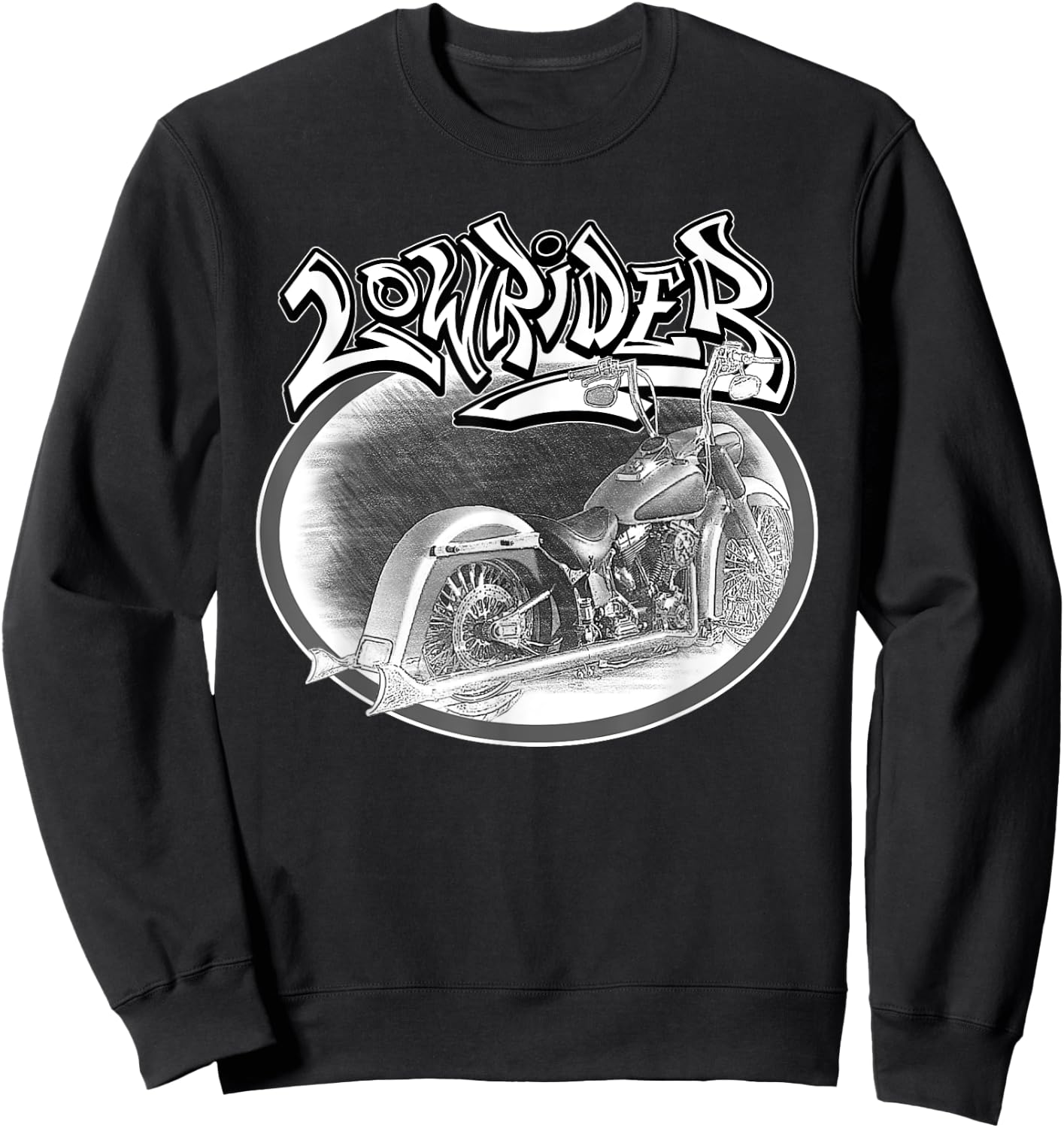 Chicano Biker. Latino Vicla Cholo Motorcycles, Lowrider Sweatshirt - Sweatshirt | Black