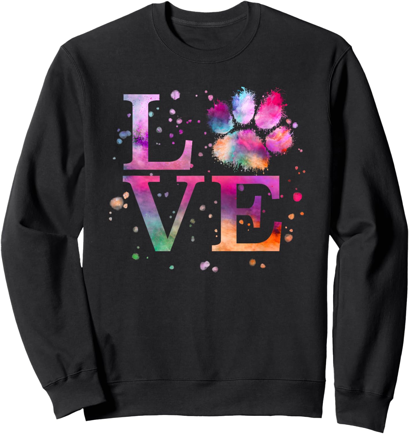 Love Dog Paw Print Colorful National Animal Shelter Week Sweatshirt - Sweatshirt | Black