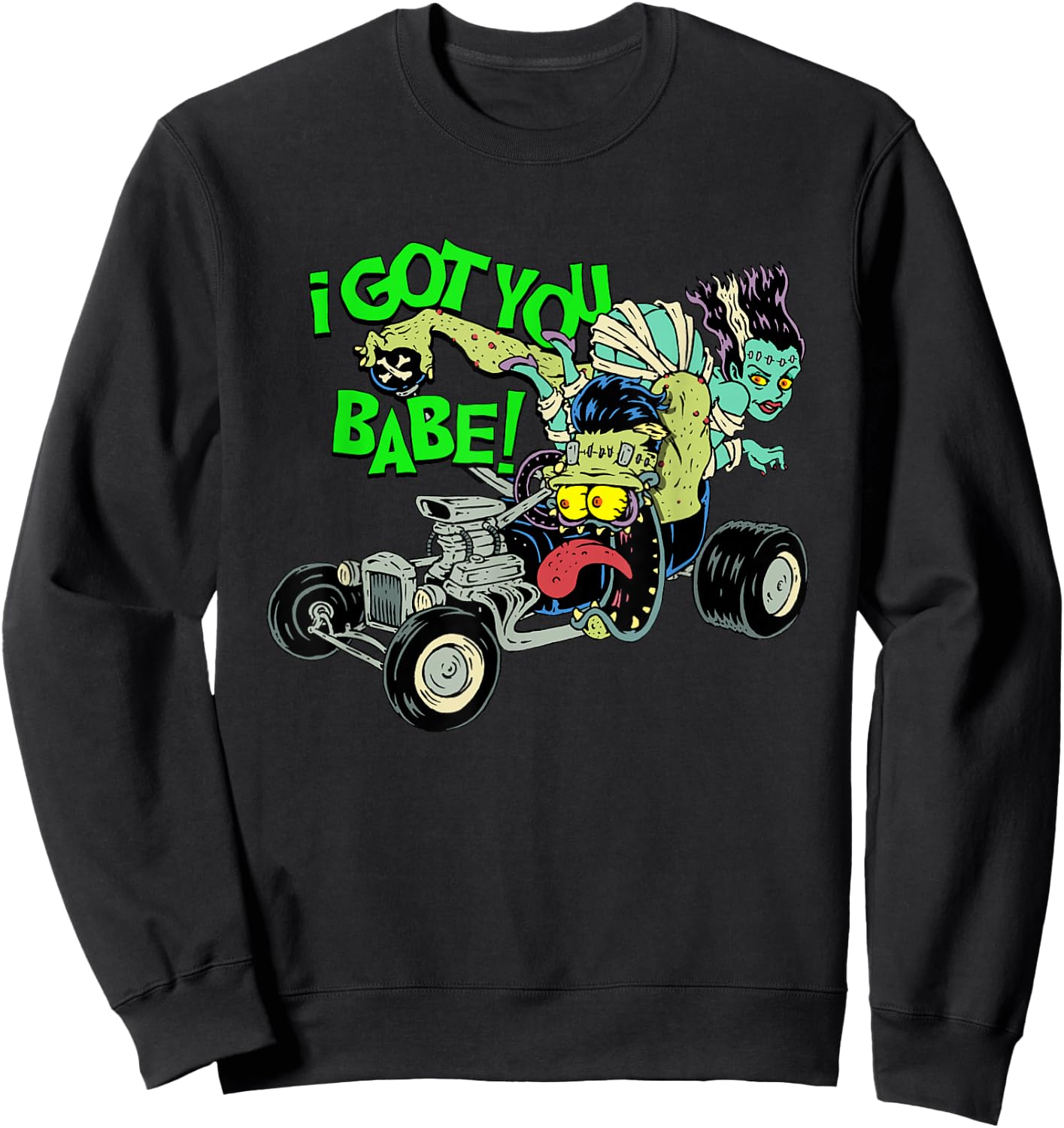 Hot Rod Gasser Frankenstein Monster Car Dragster Bride Mum Sweatshirt - Sweatshirt | Black