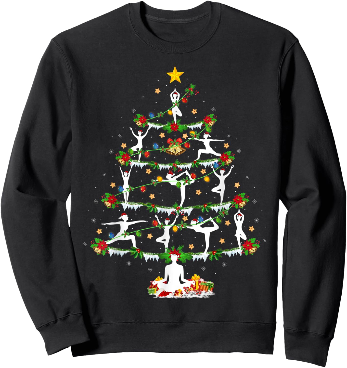 Yoga Lover Xmas Lighting Yoga Christmas Tree Sweatshirt - Sweatshirt | Black
