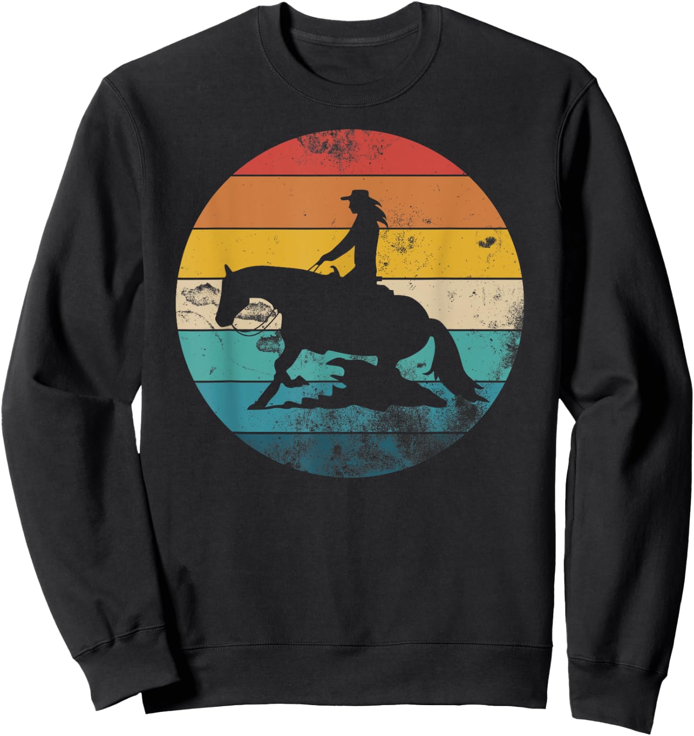 Western Rider Reining Quarter Horse Sliding Stop Sweatshirt - Sweatshirt | Black
