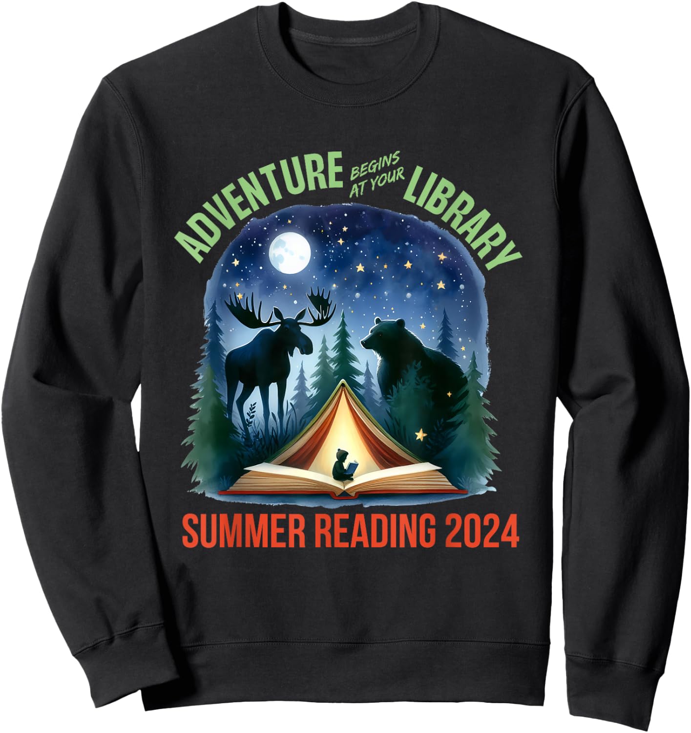 Summer Reading Program 2024 Adventure Begins At Your Library Sweatshirt - Sweatshirt | Black