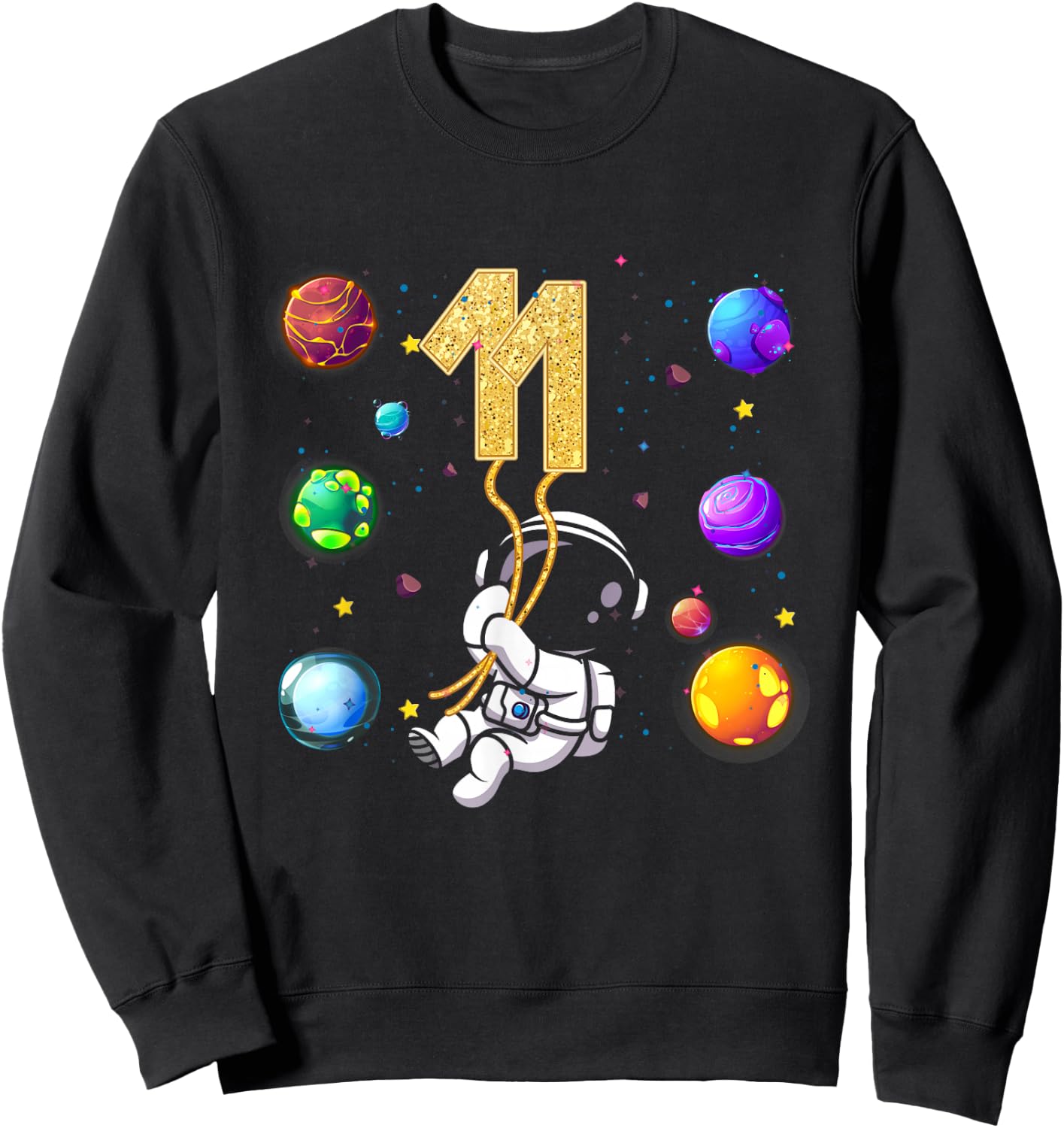 Outer 11 Years Old 11th Birthday Astronaut Space Boys Sweatshirt - Sweatshirt | Black