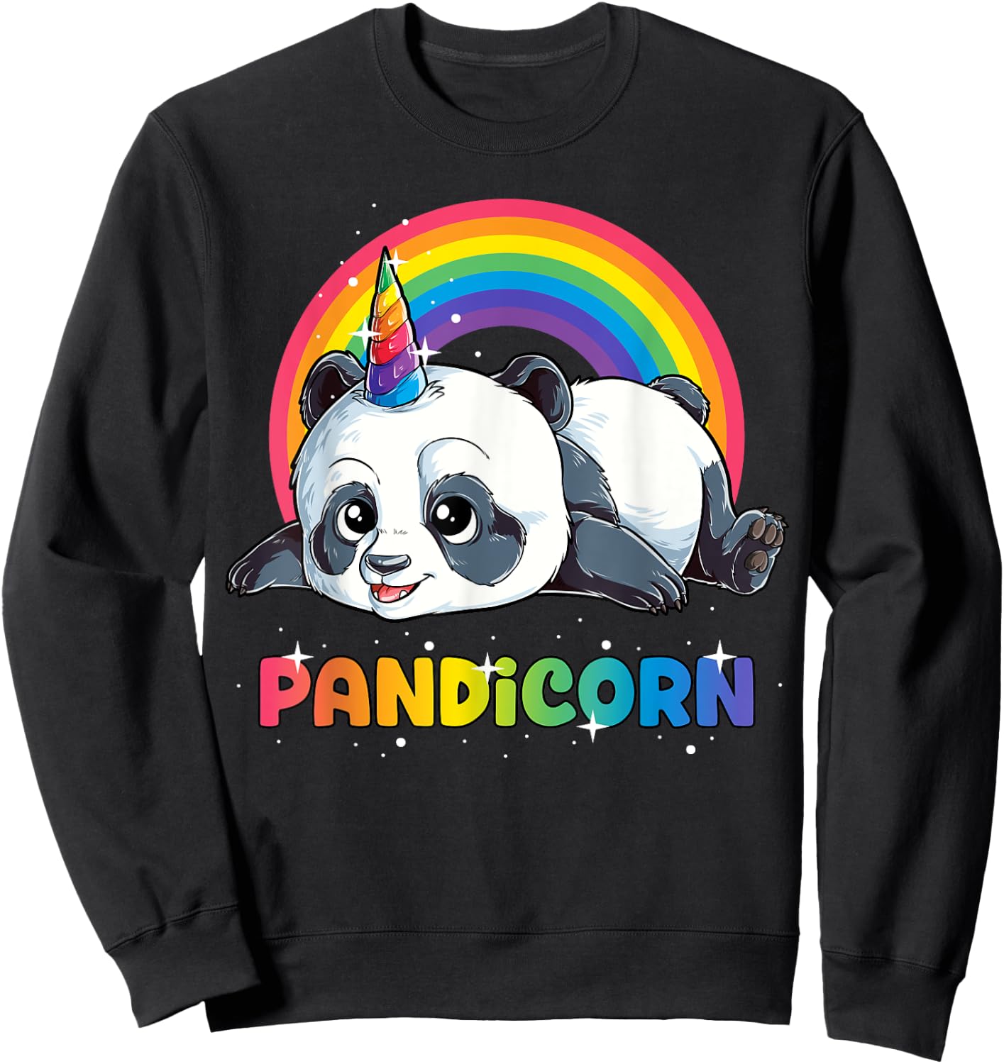 Panda Unicorn Pandicorn Girls Kids Rainbow Gifts Pandacorn Sweatshirt - Sweatshirt | Black