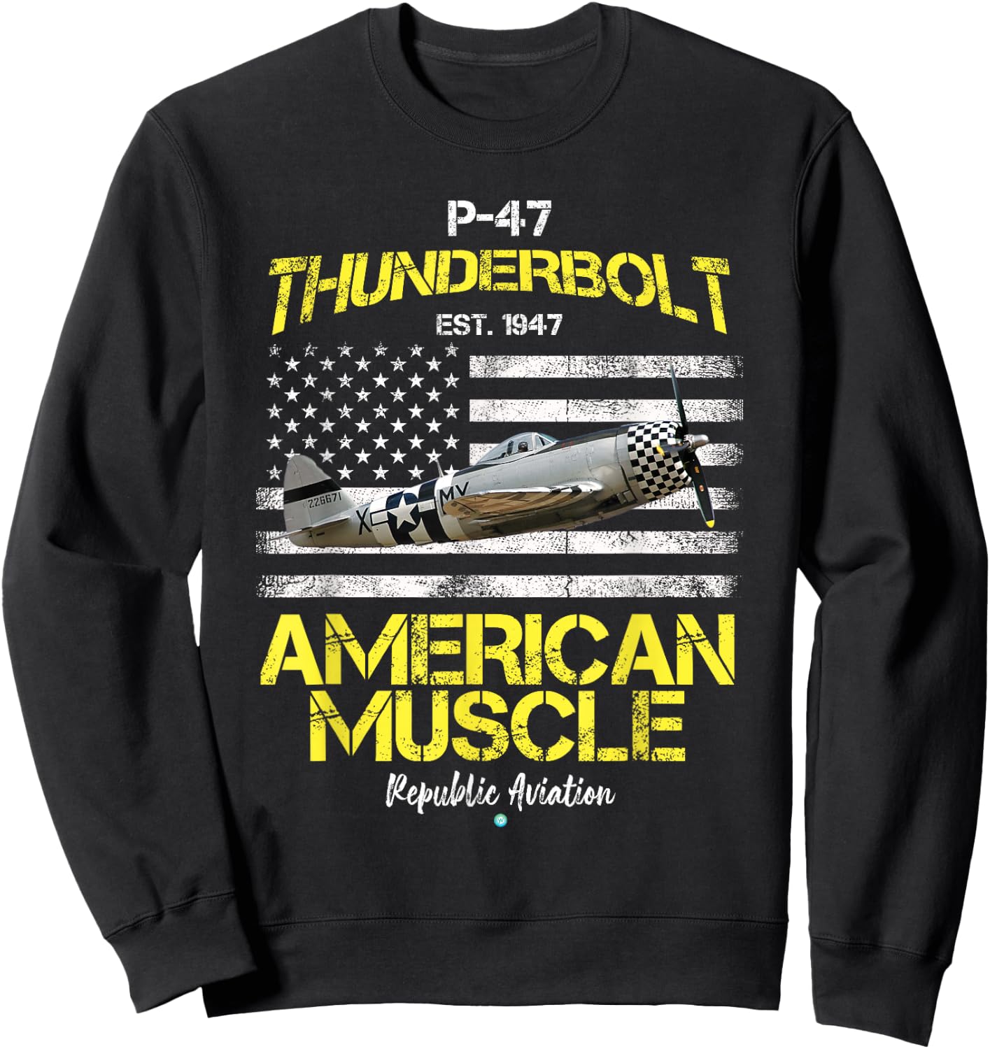 P-47 Thunderbolt WWII Airplane American Muscle Gift Sweatshirt - Sweatshirt | Black