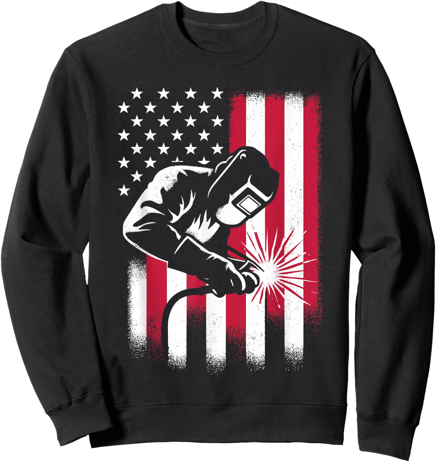 Welder USA American Flag Patriotic Welding Sweatshirt - Sweatshirt | Black