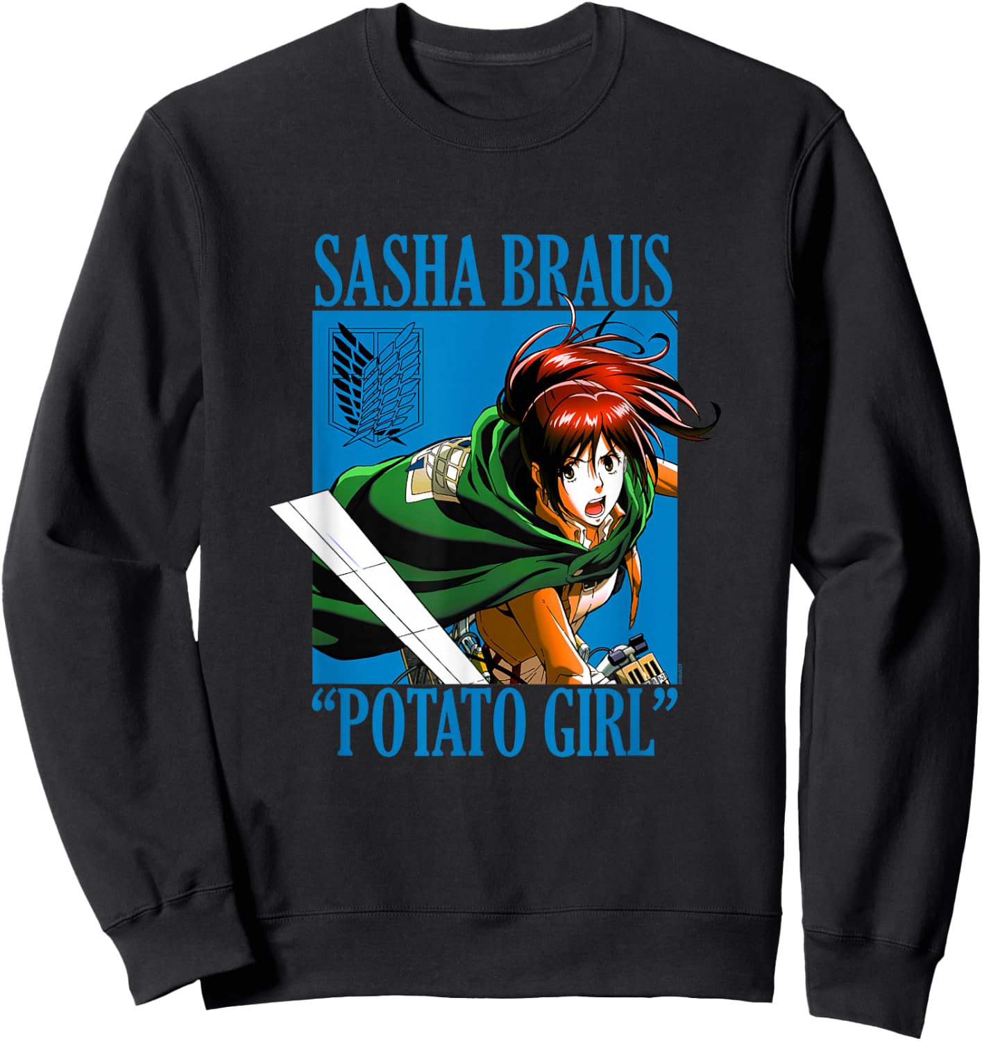 Attack on Titan Sasha Braus Potato Girl AOT Anime Sweatshirt - Sweatshirt | Black