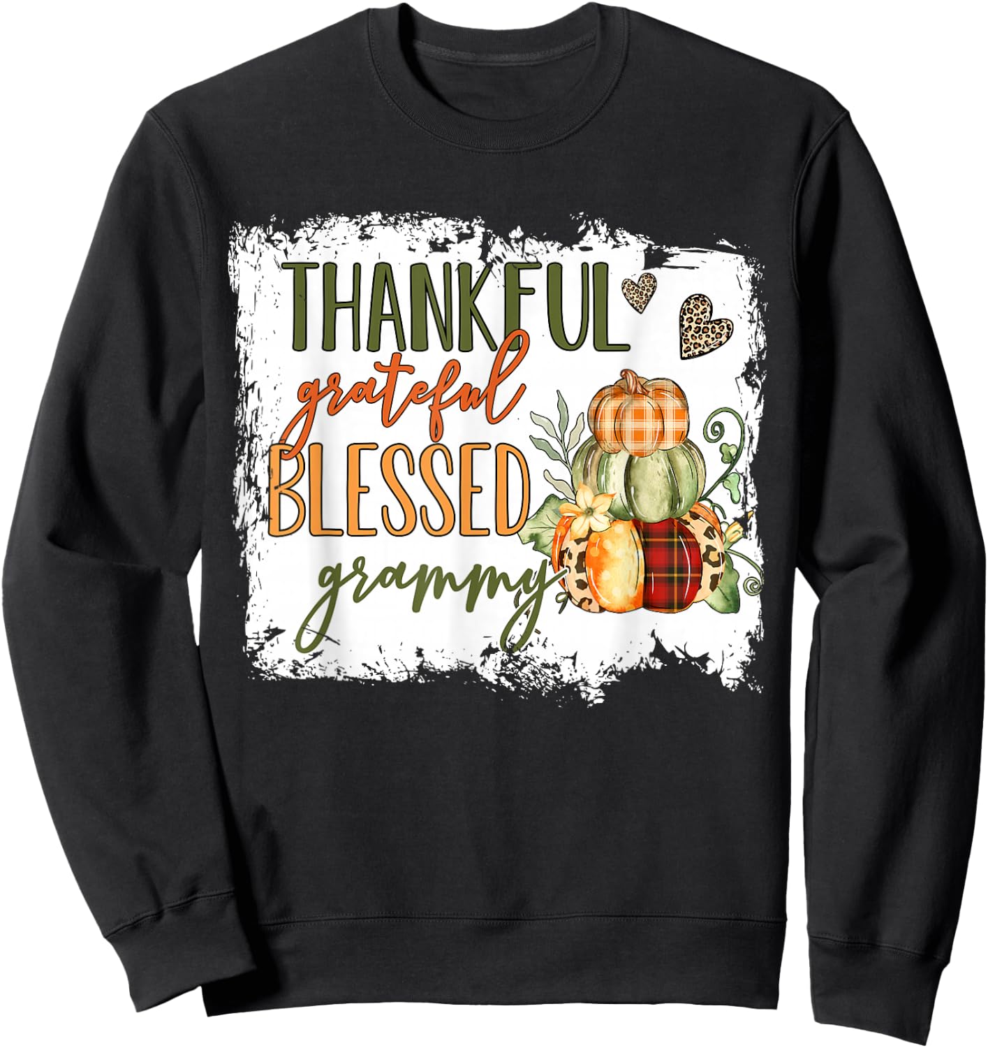 Thankful Grateful Blessed Grammy Pumpkin Thanksgiving Sweatshirt - Sweatshirt | Black