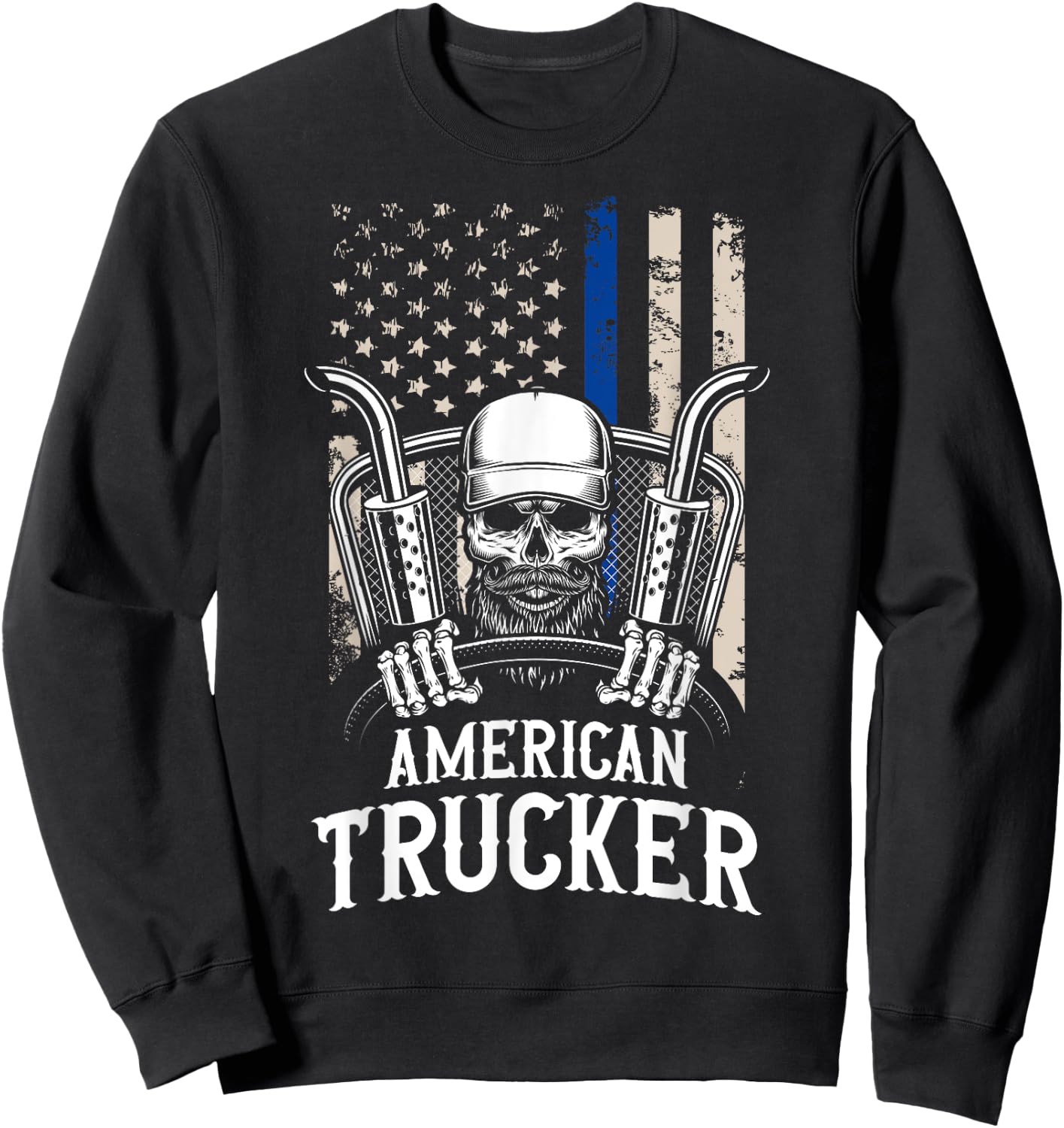 American Trucker for Patriotic Truck Driver Sweatshirt - Sweatshirt | Black
