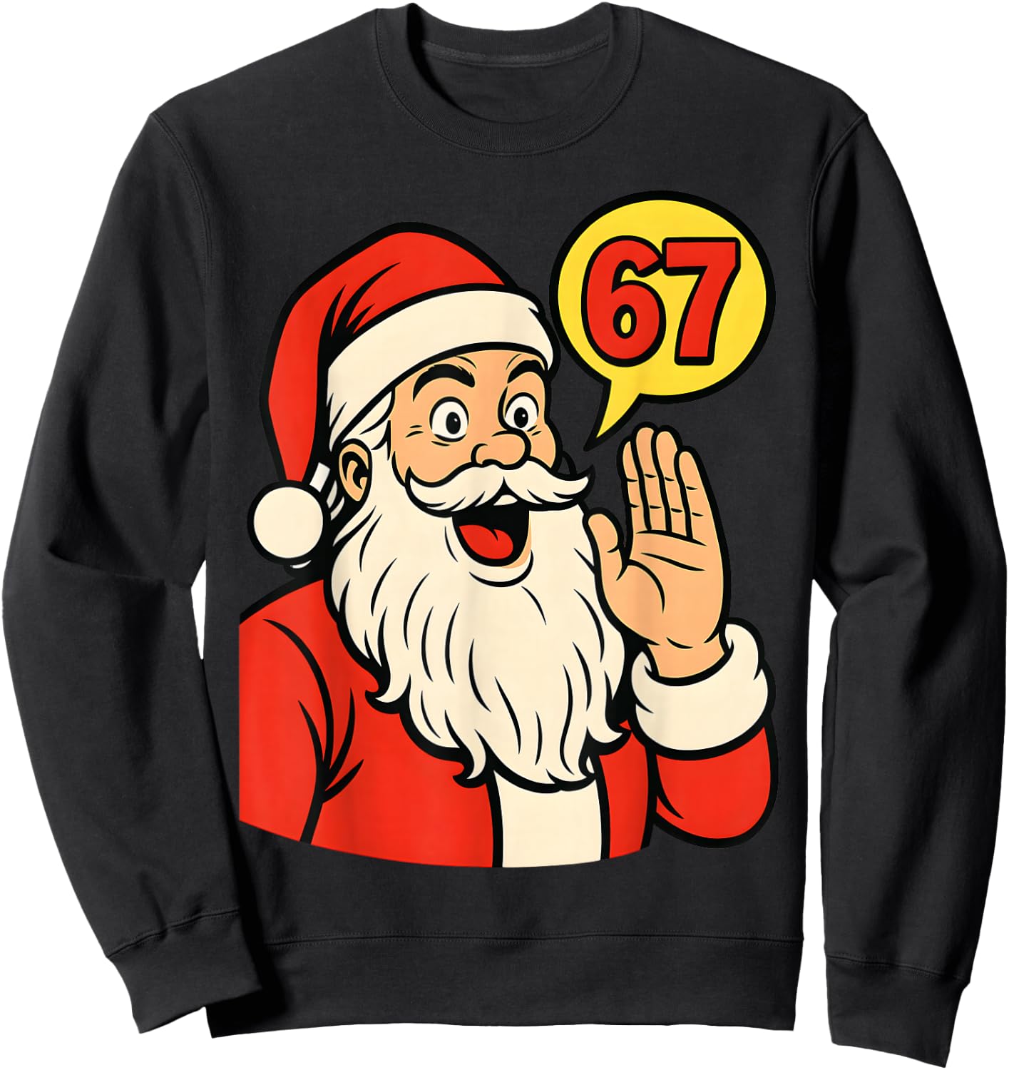 67 Christmas Retro Six Seven Meme Brainrot Santa Claus Boys Sweatshirt - Sweatshirt | Black