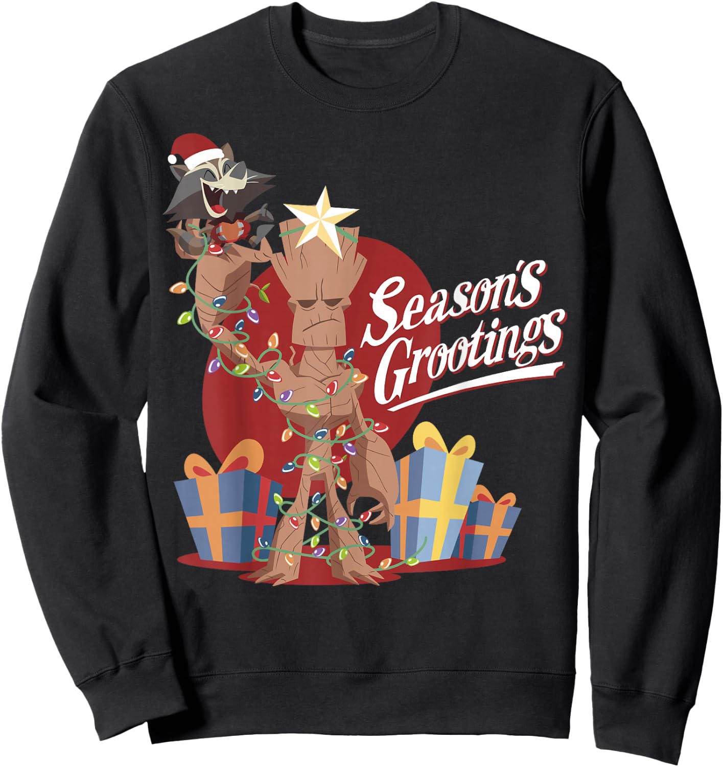 Marvel Guardians Of The Galaxy Season's Grootings Christmas Sweatshirt - Sweatshirt | Black