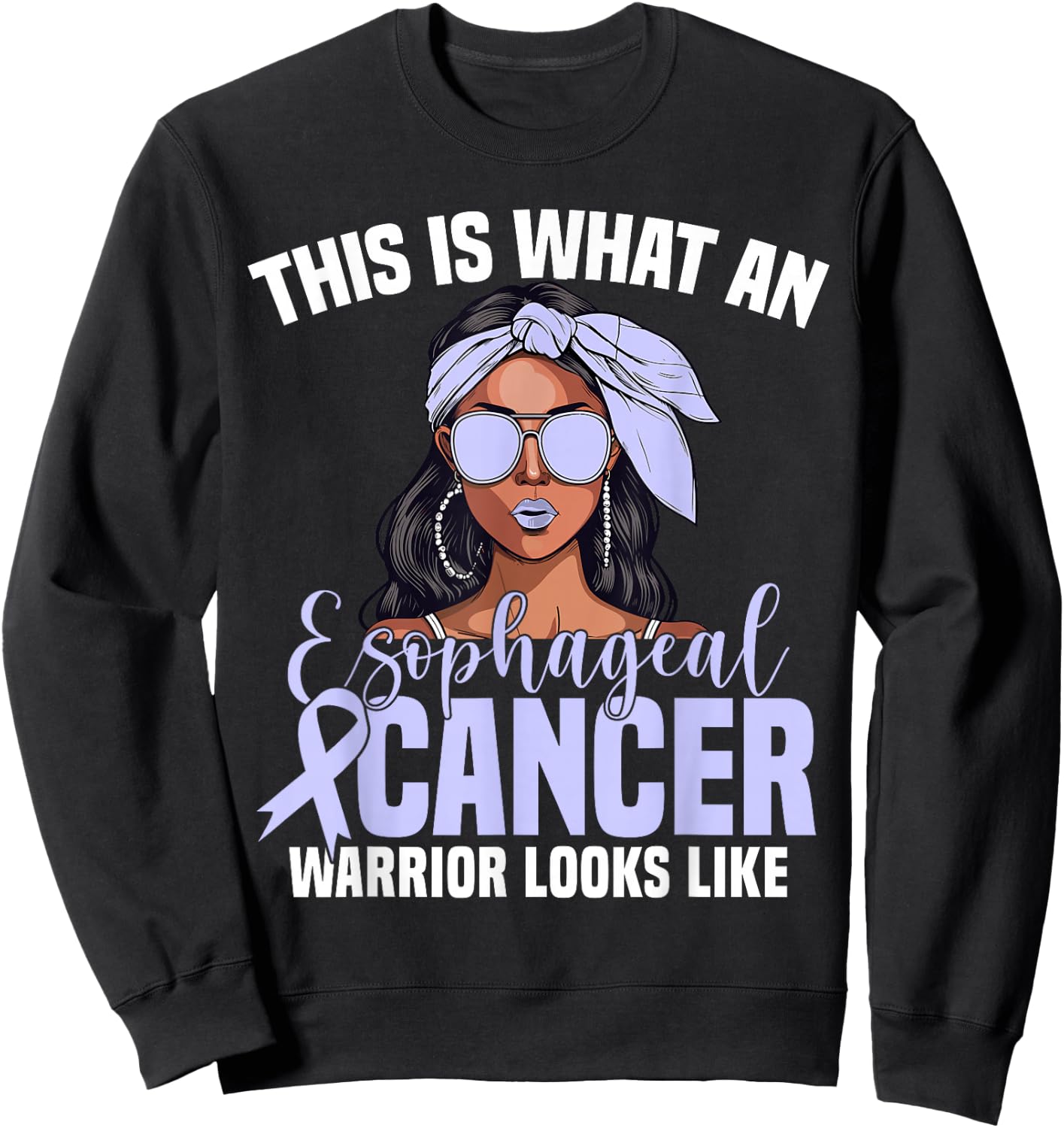Cancer Warrior Women Fighter Awareness Esophageal Cancer Sweatshirt - Sweatshirt | Black