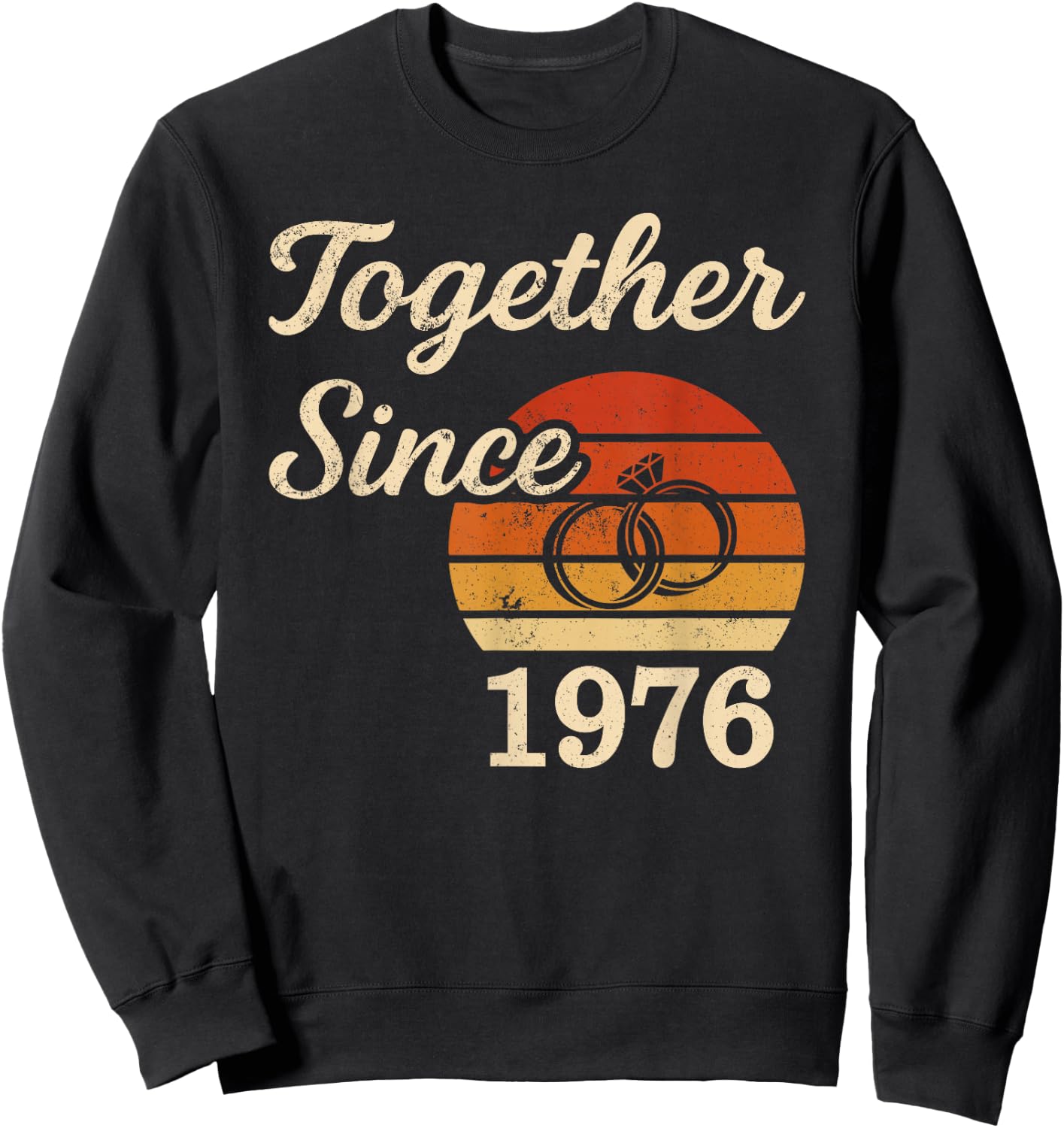 Vintage Sunset Together Since 1976 50th Wedding Anniversary Sweatshirt - Sweatshirt | Black