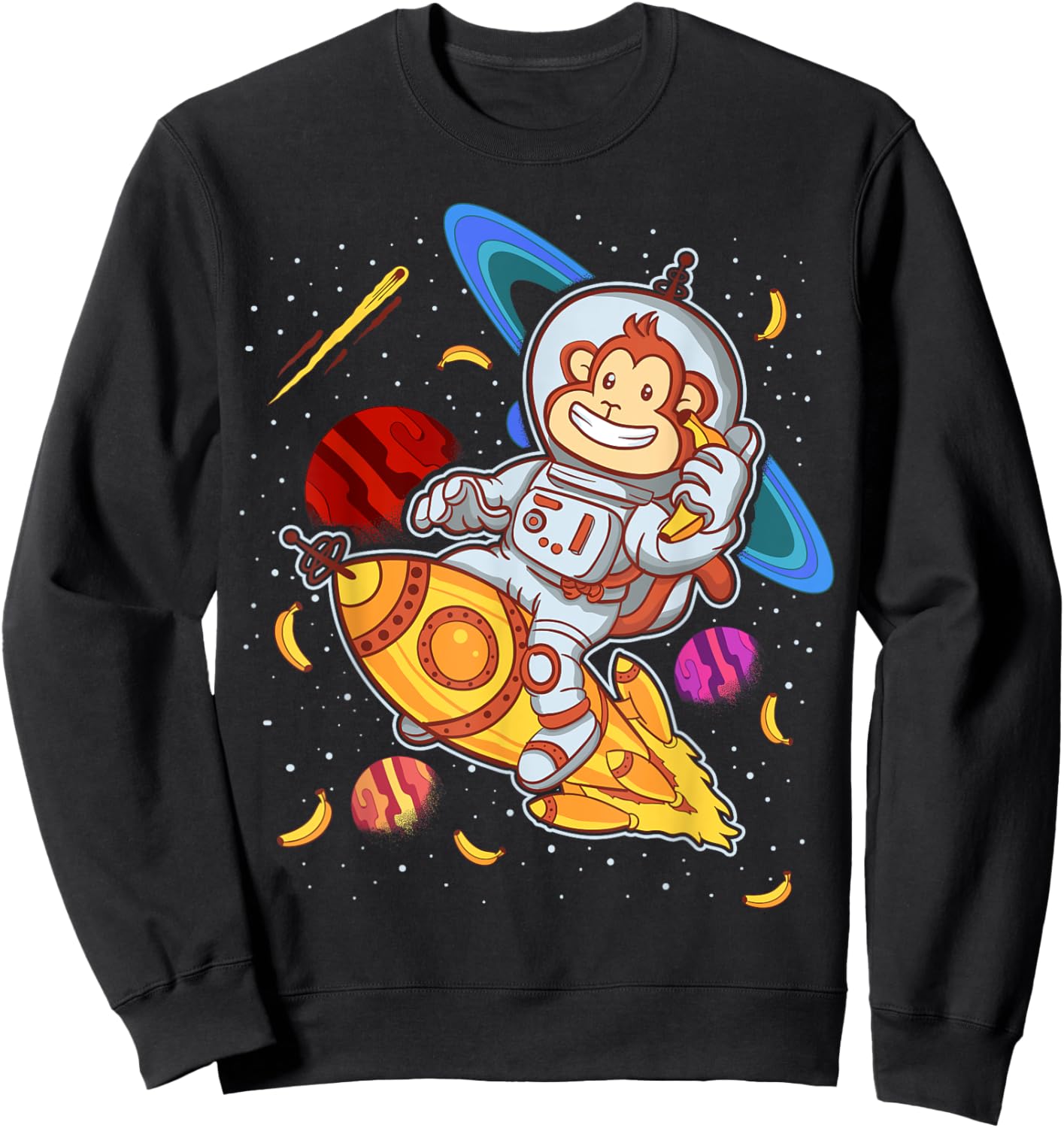 Astronaut Monkey Space Rocket Cute Funny Kids Boys Girls Sweatshirt - Sweatshirt | Black