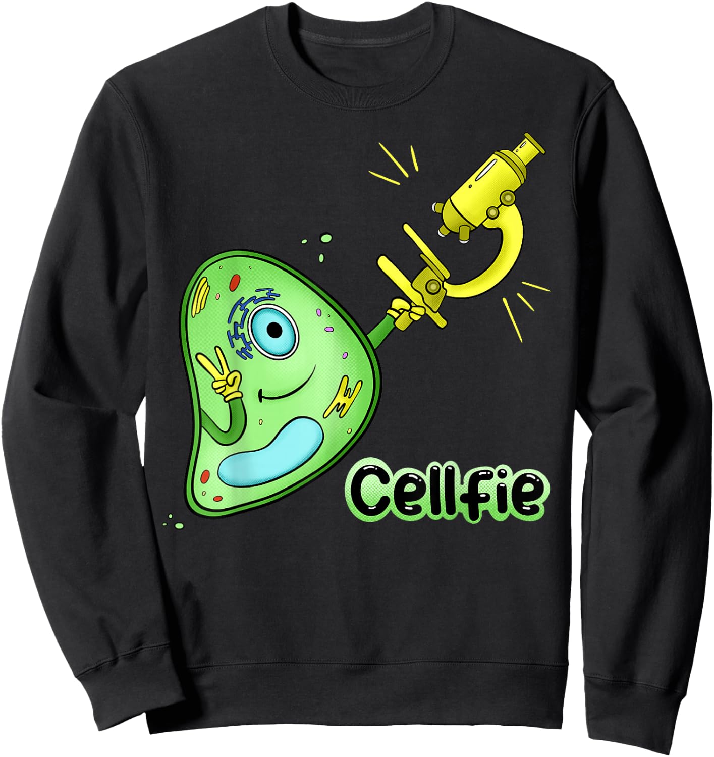 Cellfie Science Joke Biology Cell & Microscope Selfie Pun Sweatshirt - Sweatshirt | Black