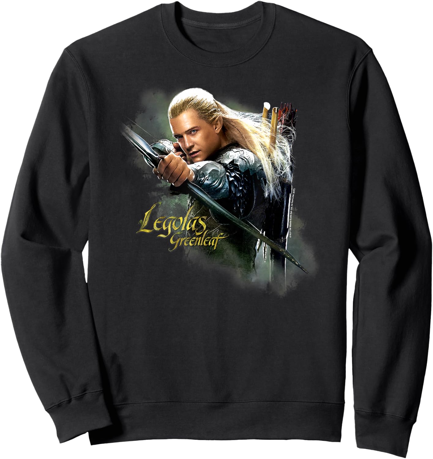 Warner Bros. Hobbit Legolas Greenleaf -Adults & Kids Green Modern Letter Print Sweatshirt - Sweatshirt | Black