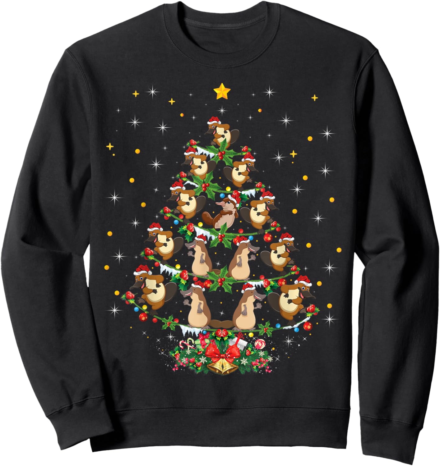 Platypus Christmas Gift Santa Hat Platypus Christmas Sweatshirt - Sweatshirt | Black