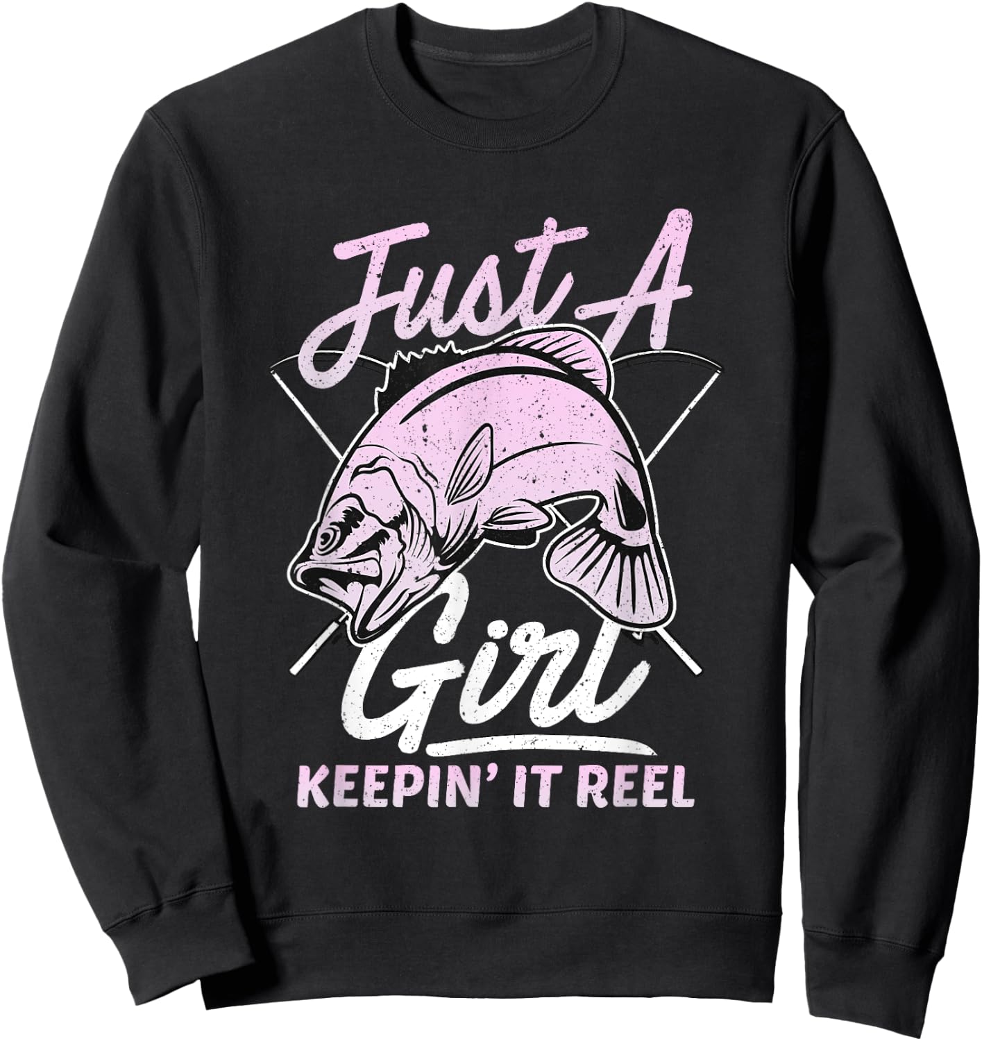 Cute Fishing Funny Keeping it Reel Purple Pink Sweatshirt - Sweatshirt | Black