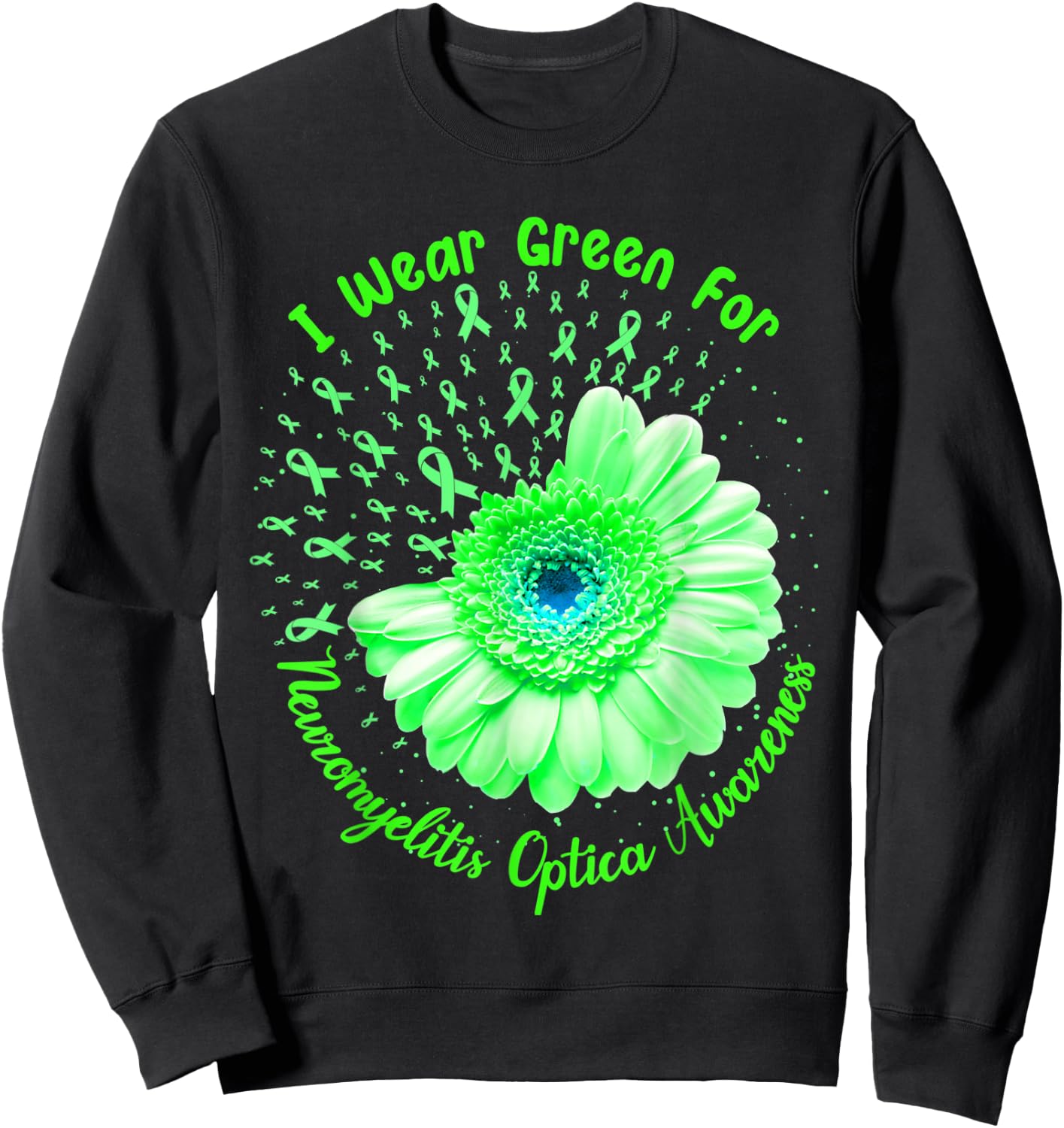 I Wear Green For Neuromyelitis Optica Awareness Survivor Sweatshirt - Sweatshirt | Black