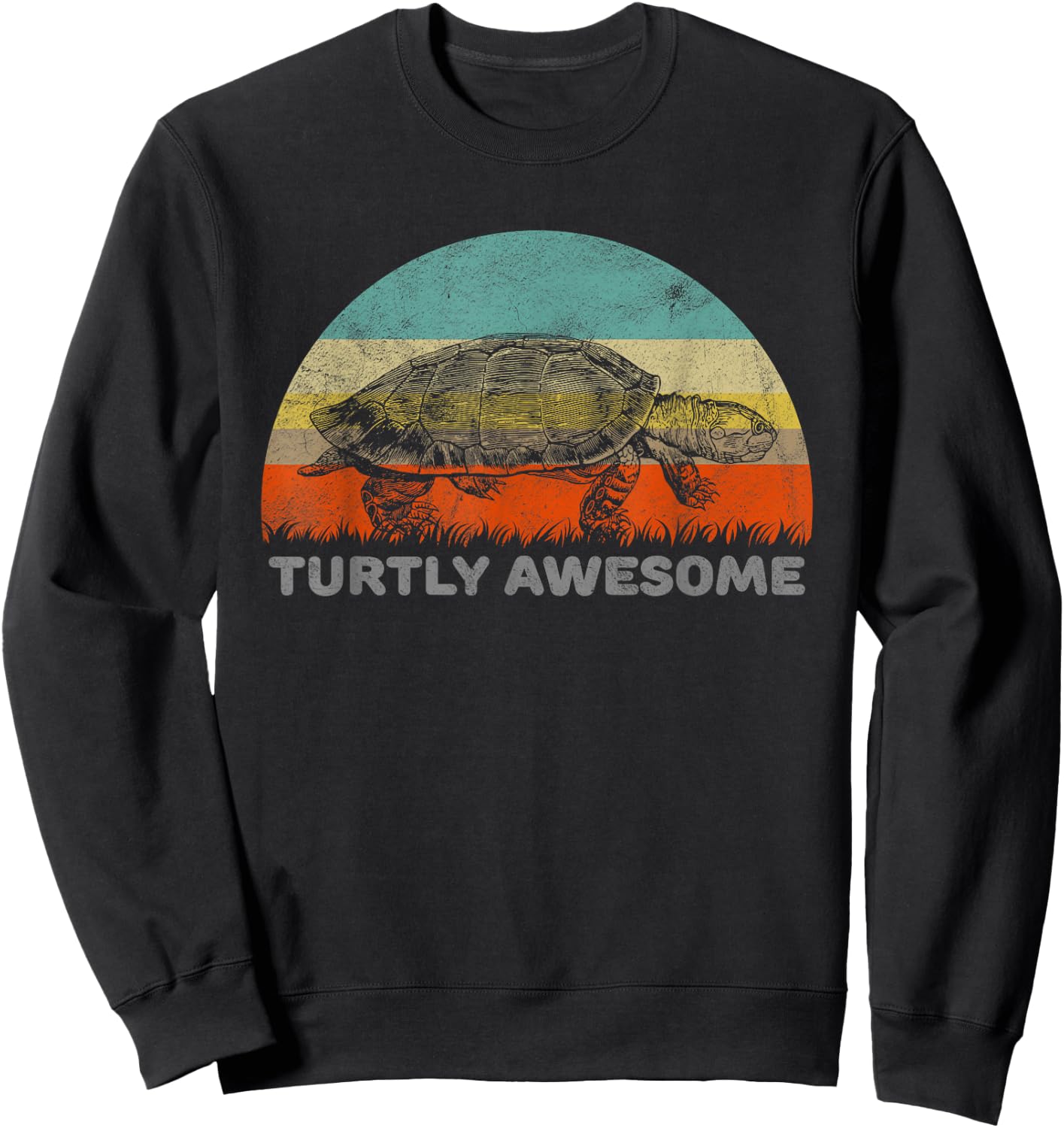 Funny Turtle Pun Turtly (Totally) Awesome Sweatshirt - Sweatshirt | Black