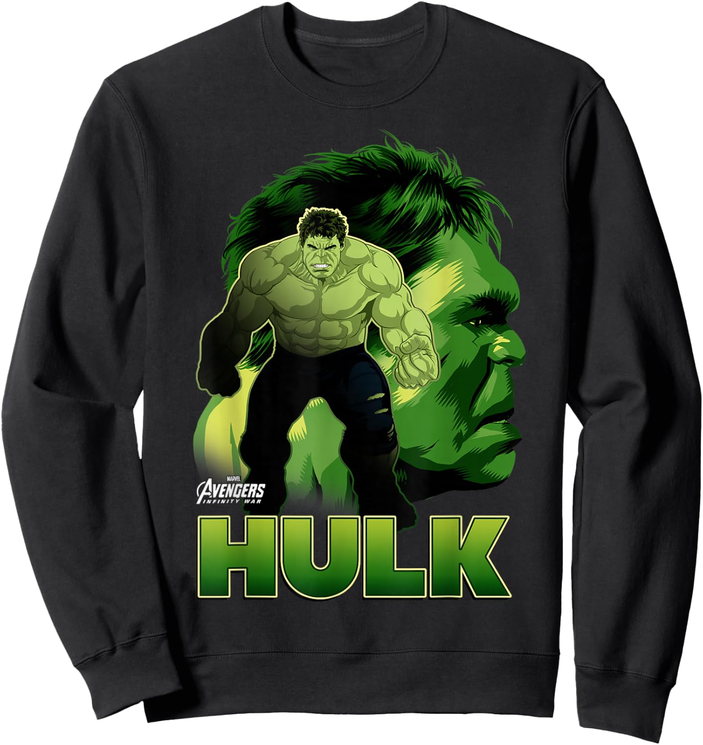 Marvel Infinity War Hulk Big Head Profile Graphic Sweatshirt - Sweatshirt | Black