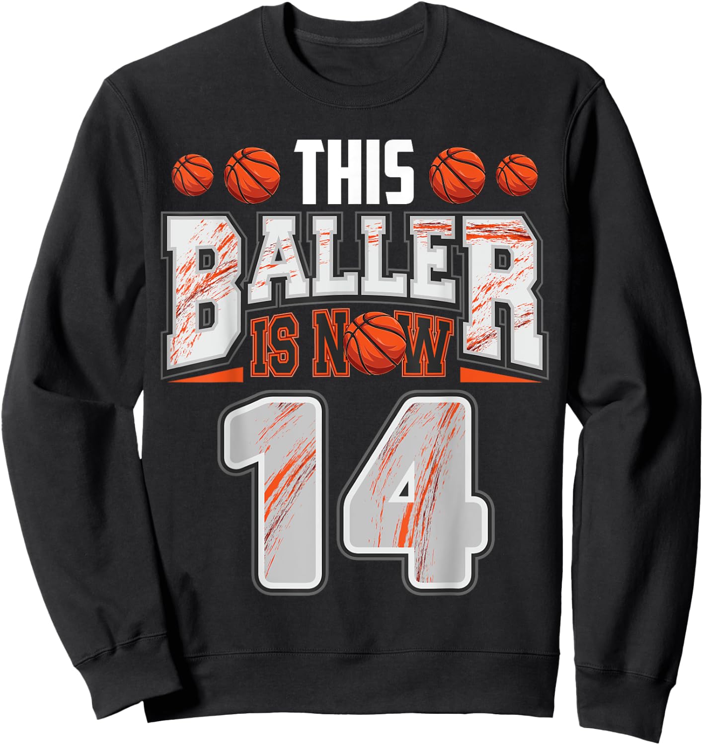 Basketball player 14 Years Old Boy Basketball 14th Birthday Sweatshirt - Sweatshirt | Black