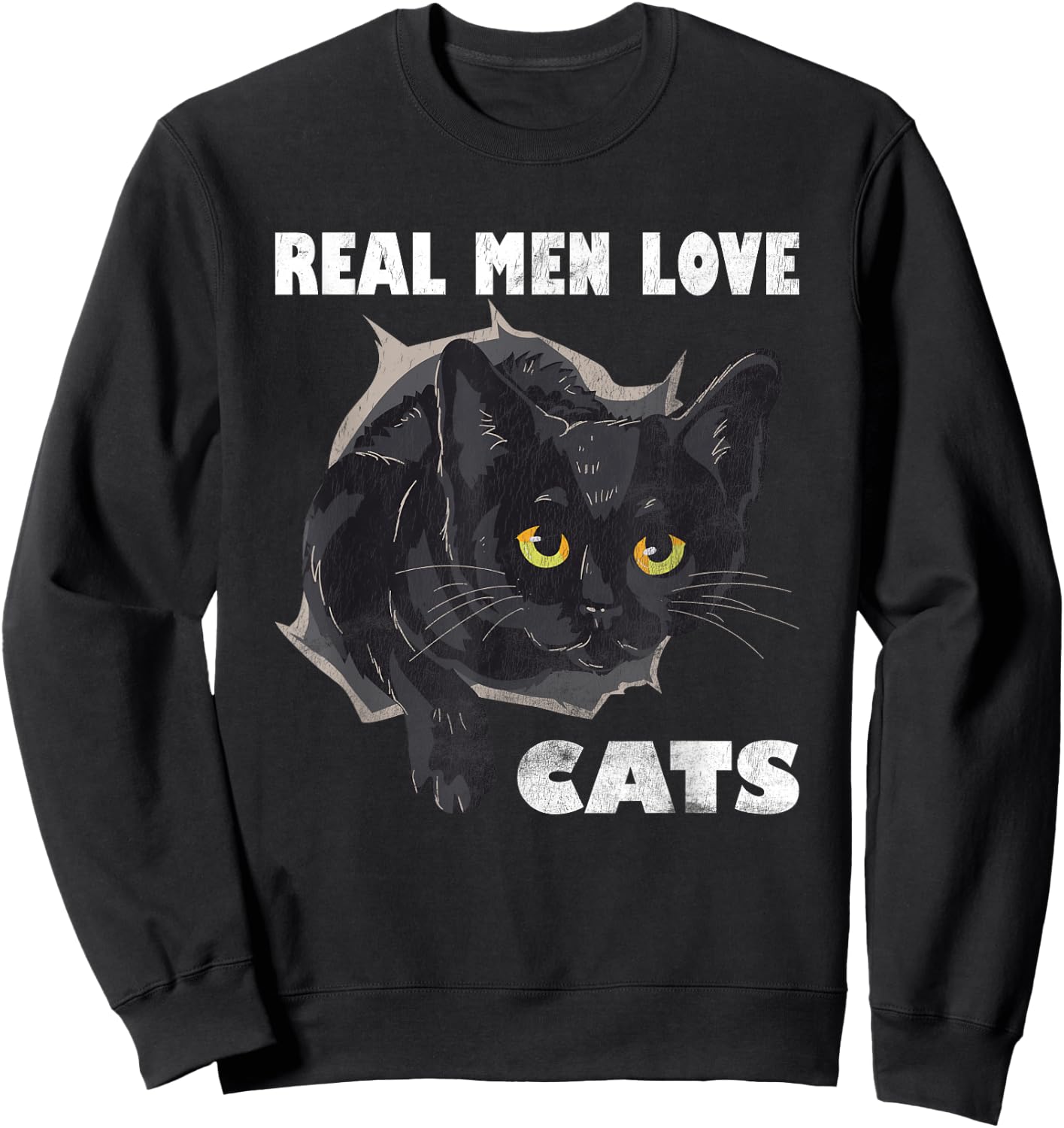 Real Men Love Cat Cats Lover Fathers Day Idea Sweatshirt - Sweatshirt | Black