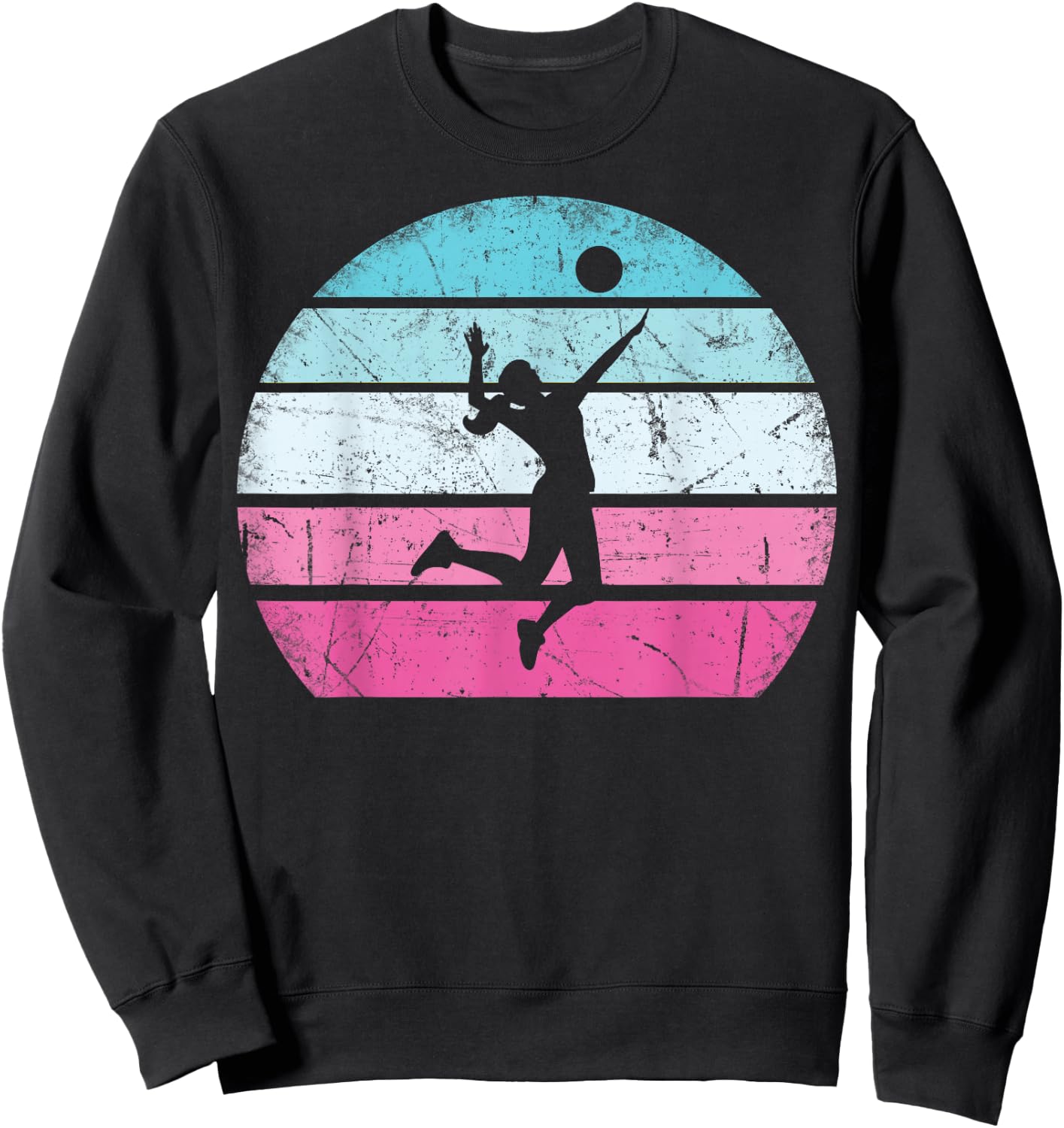 Volleyball Girl Retro Vintage Sweatshirt - Sweatshirt | Black